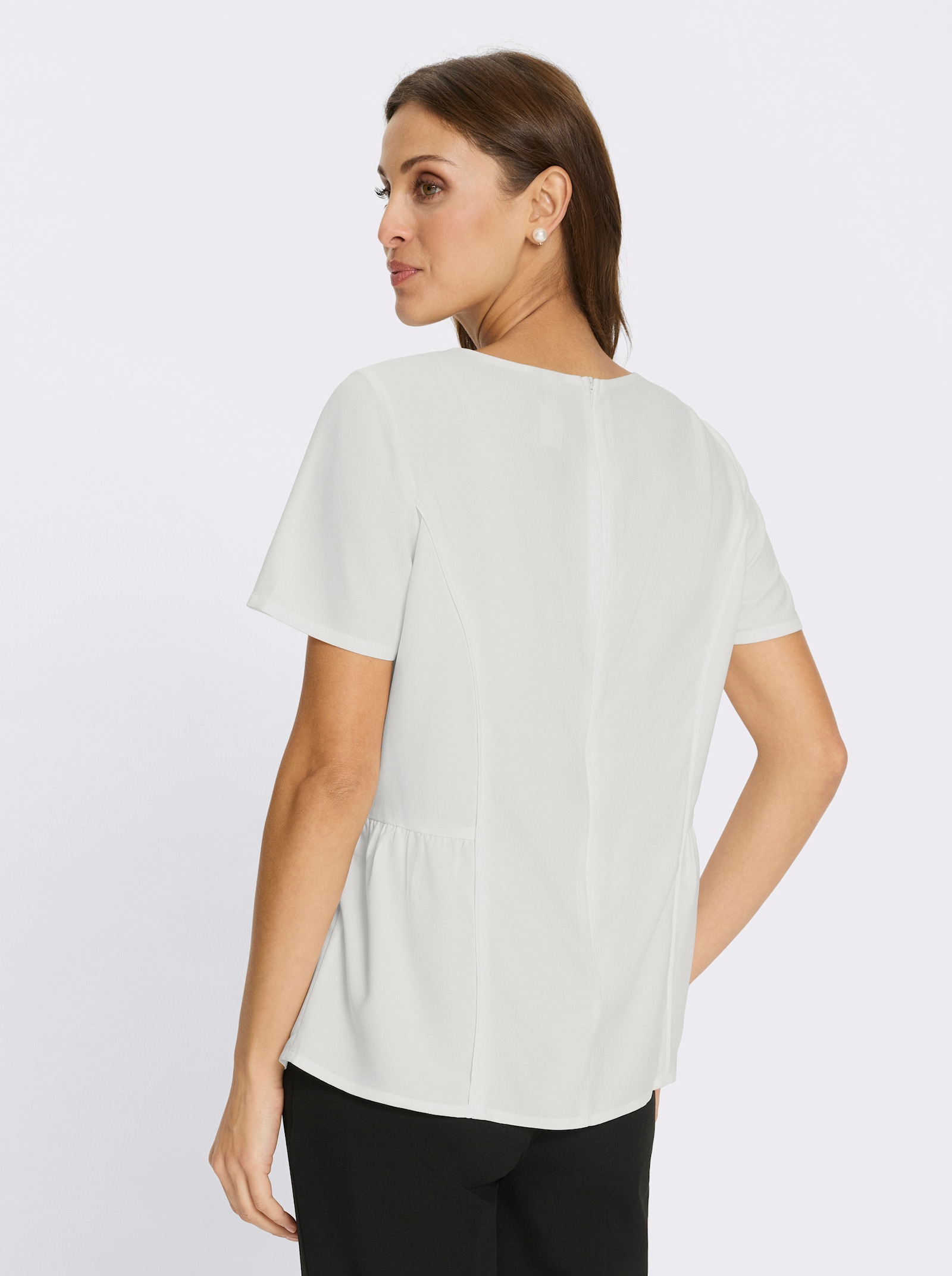 Schlupfbluse mit Spitze - ecru