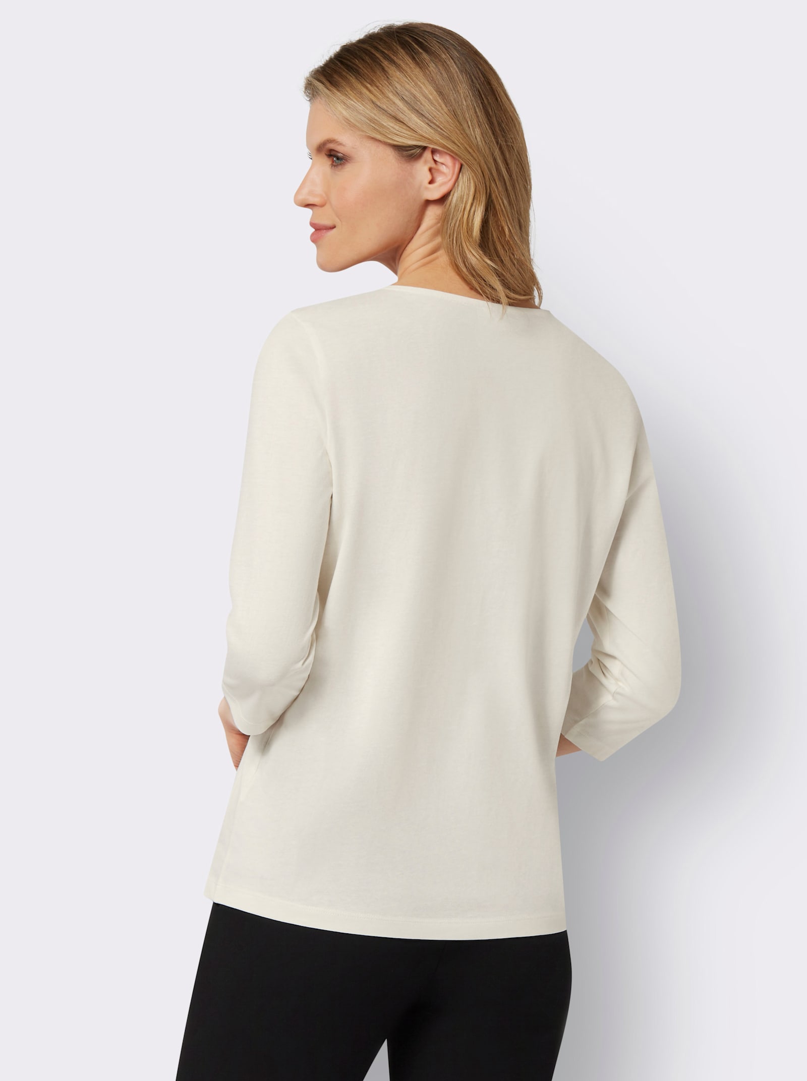 3/4-Arm-Shirt mit platziertem Blumenprint - champagner-petrol-bedruckt