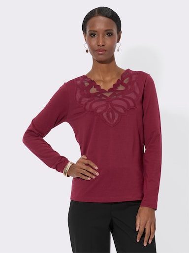 Langarmshirt im feinen Baumwoll-Modal-Mix - dunkelrot