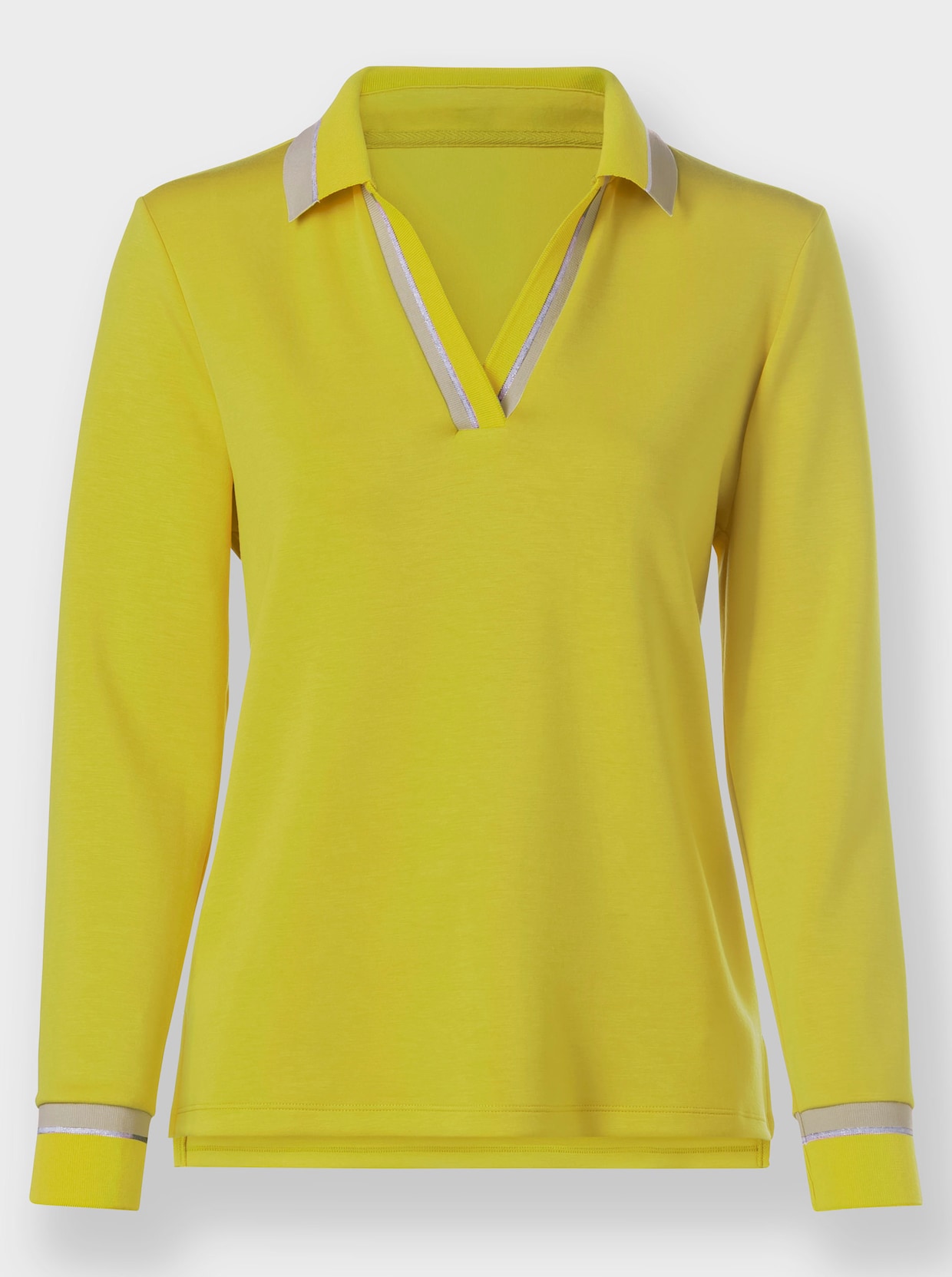 Poloshirt - limone-sand-gemustert