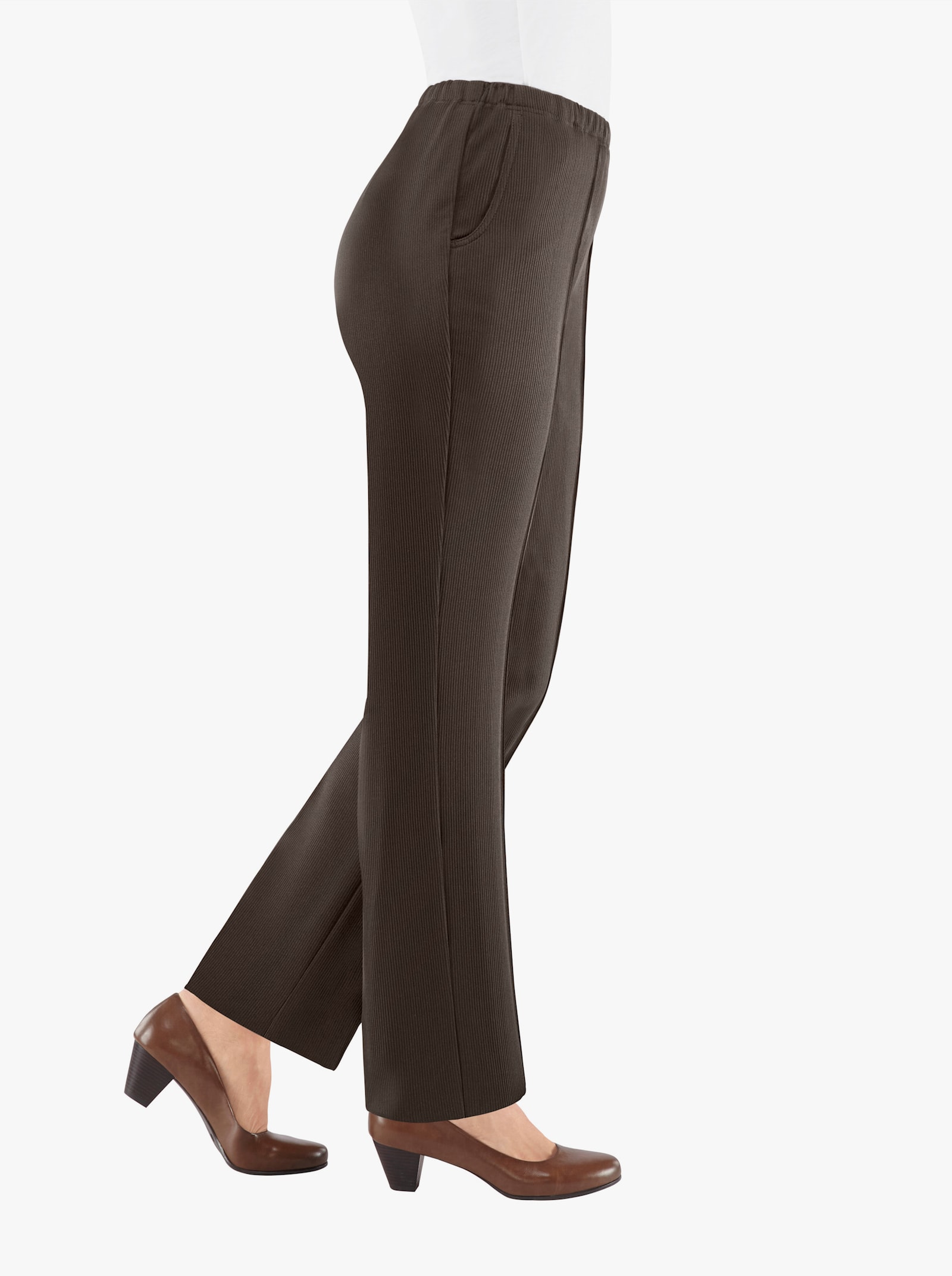 Thermobroek van ribjersey - mokka