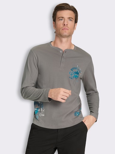 Langarmshirt mit Prints - grau-bedruckt