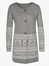 Long-Strickjacke - steingrau-gemustert