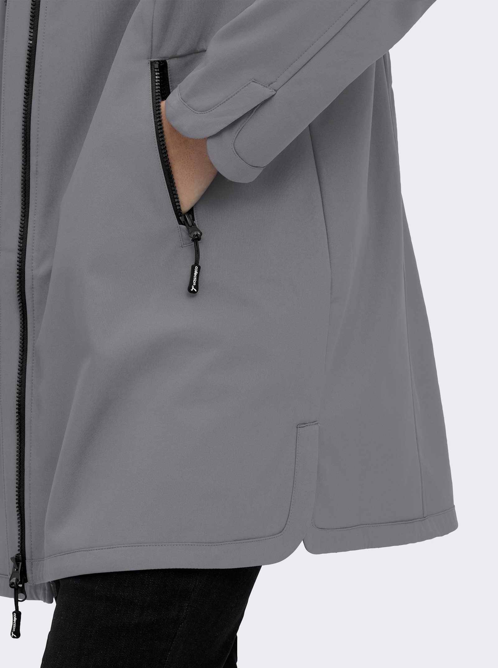 Softshelljacke mit Gummizug im Rücken - grau
