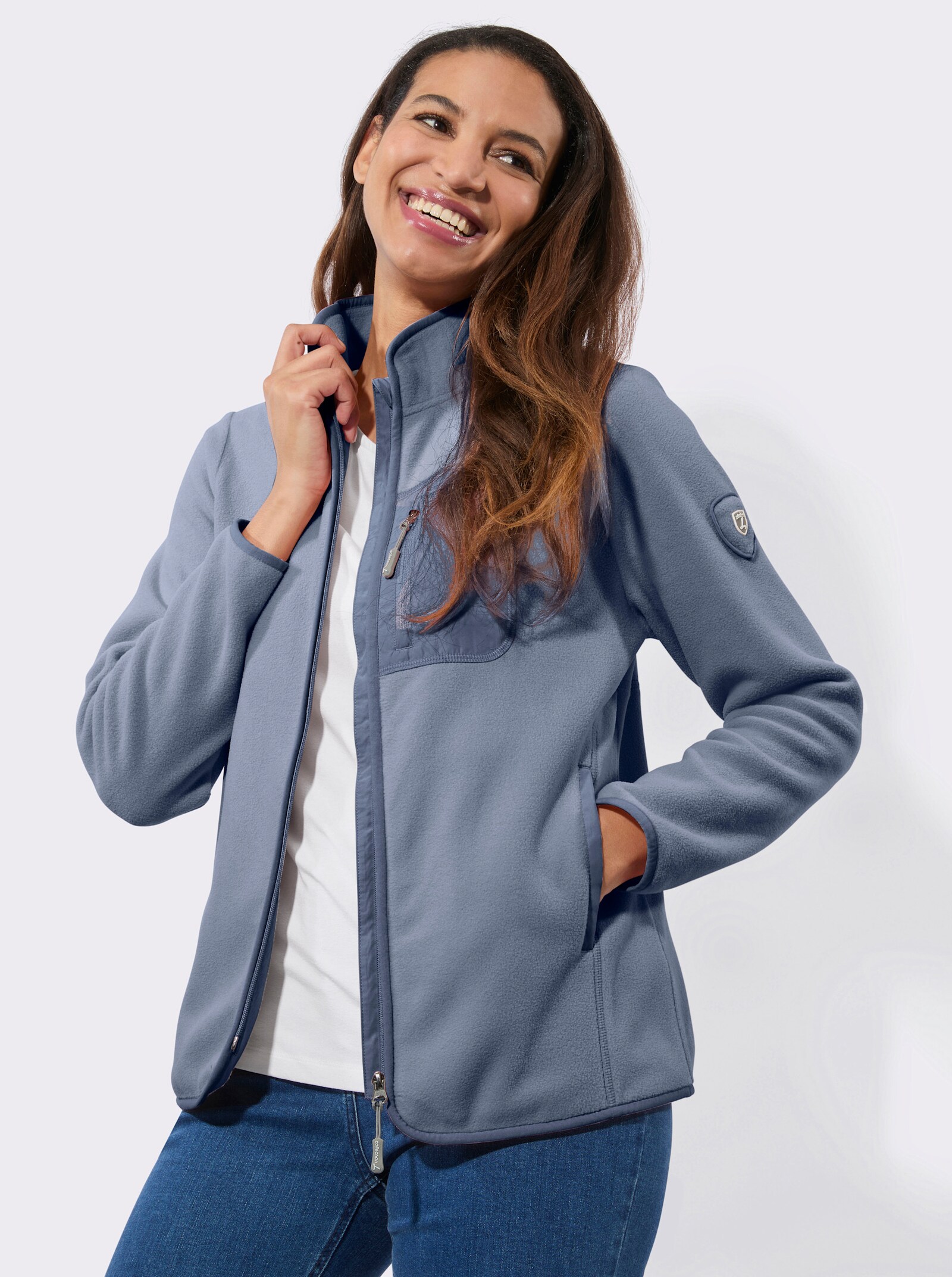 Fleecejacke mit Reißverschluss - taubenblau