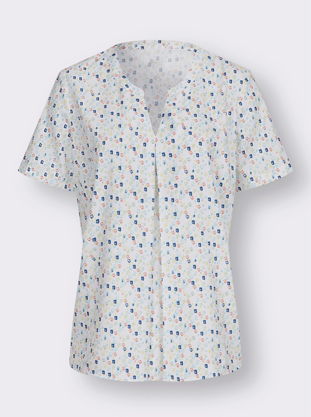 Comfortabele blouse - wit/mint bedrukt