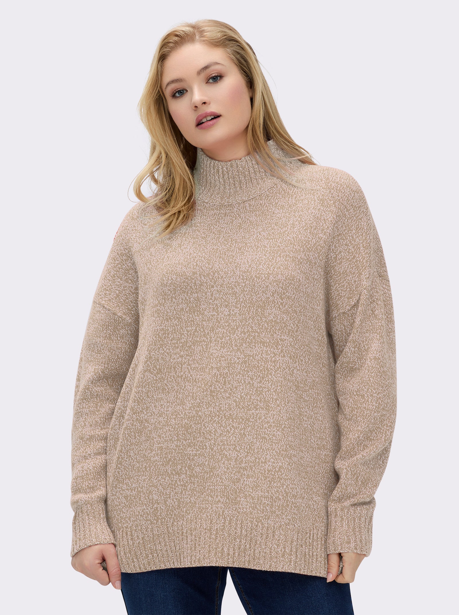 sheego Pullover in melierter Strickqualität - beige-meliert