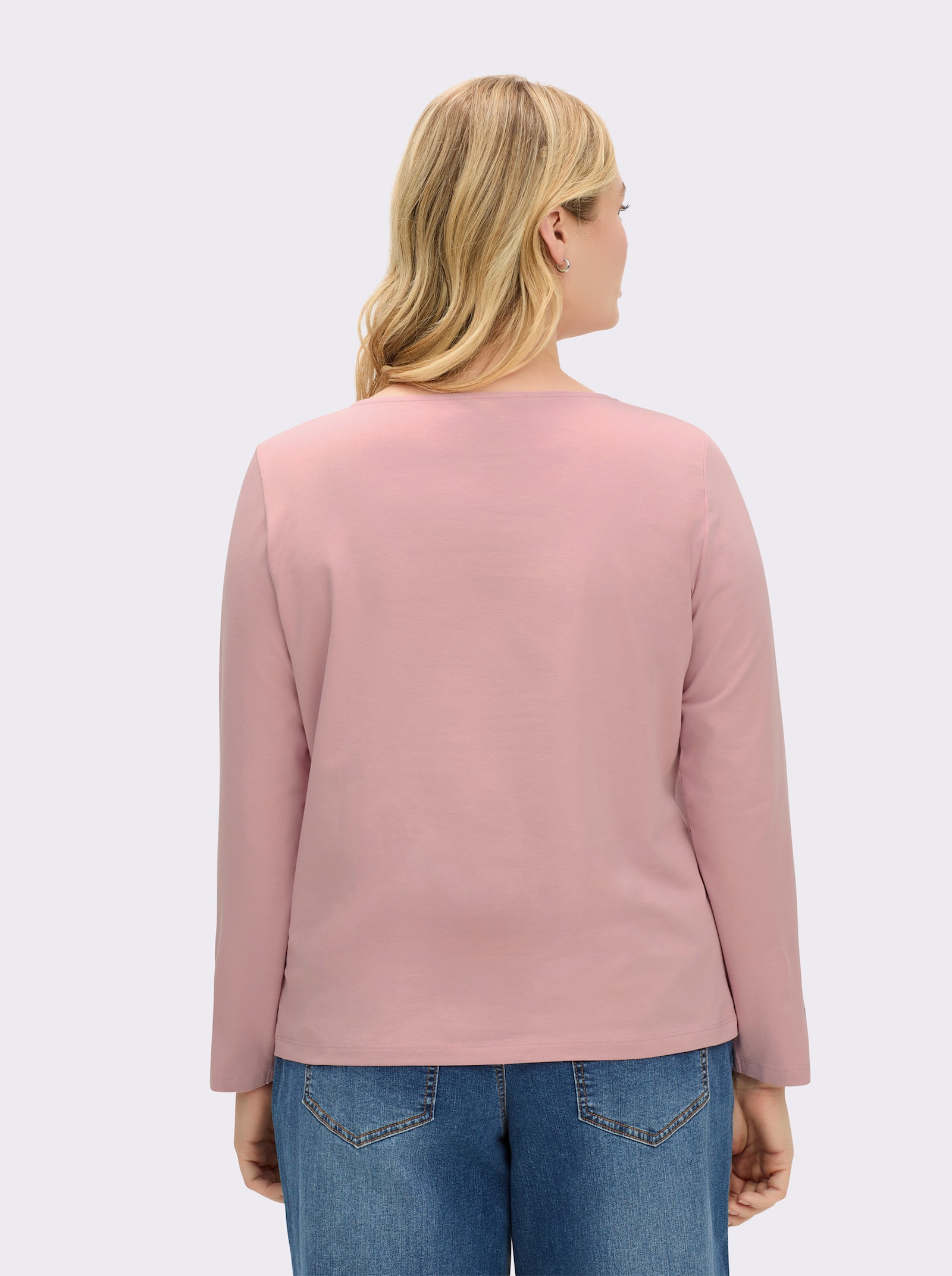 Langarmshirt mit U-Boot-Ausschnitt - hortensie