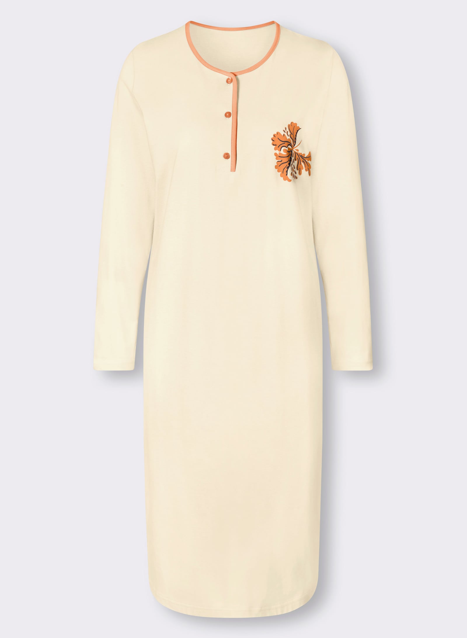 Ascafa Nachthemden im Doppelpack, floraler Print - vanille + vanille-bedruckt