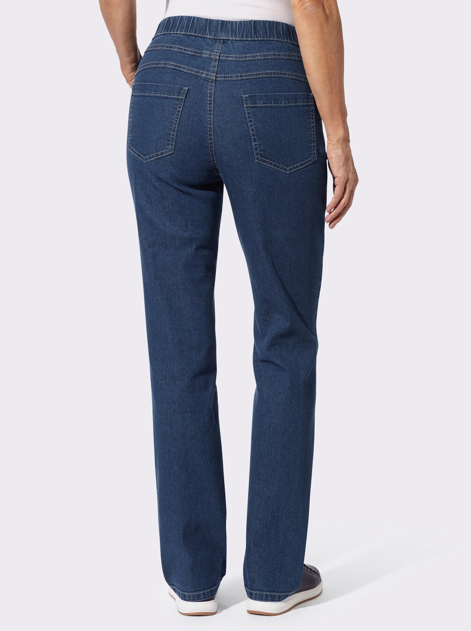 Schlupfjeans mit geradem Bein - blue-stone-washed