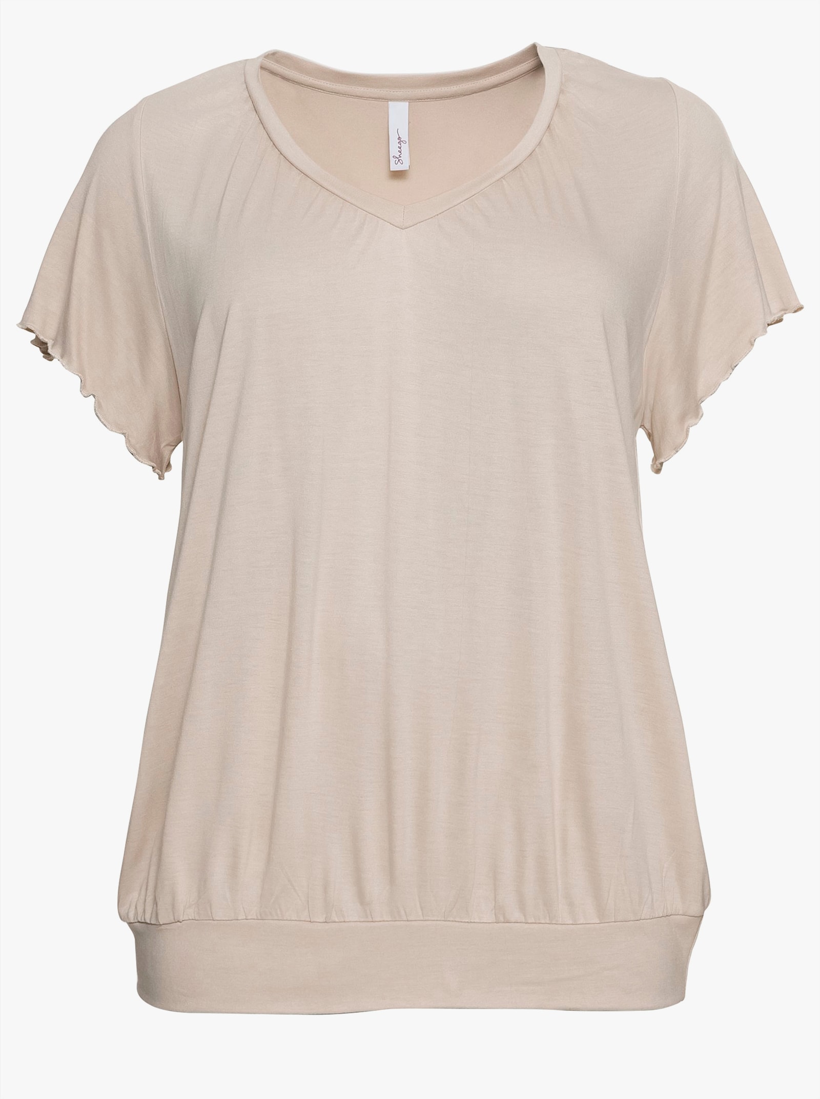 sheego T-shirt met brede band en vleermuismouwen - beige