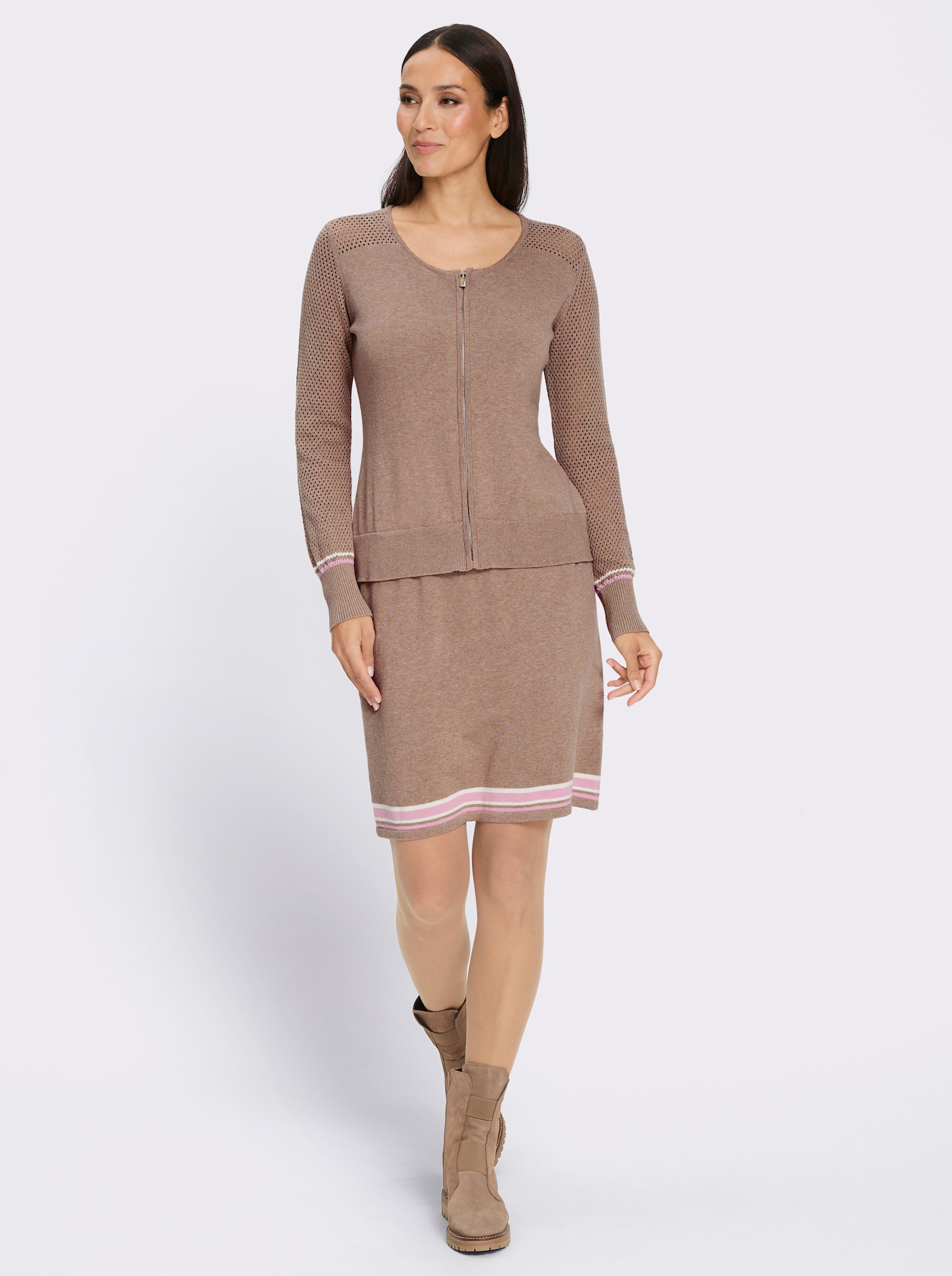 heine Strickkleid mit Seide - sesam-rosé-meliert