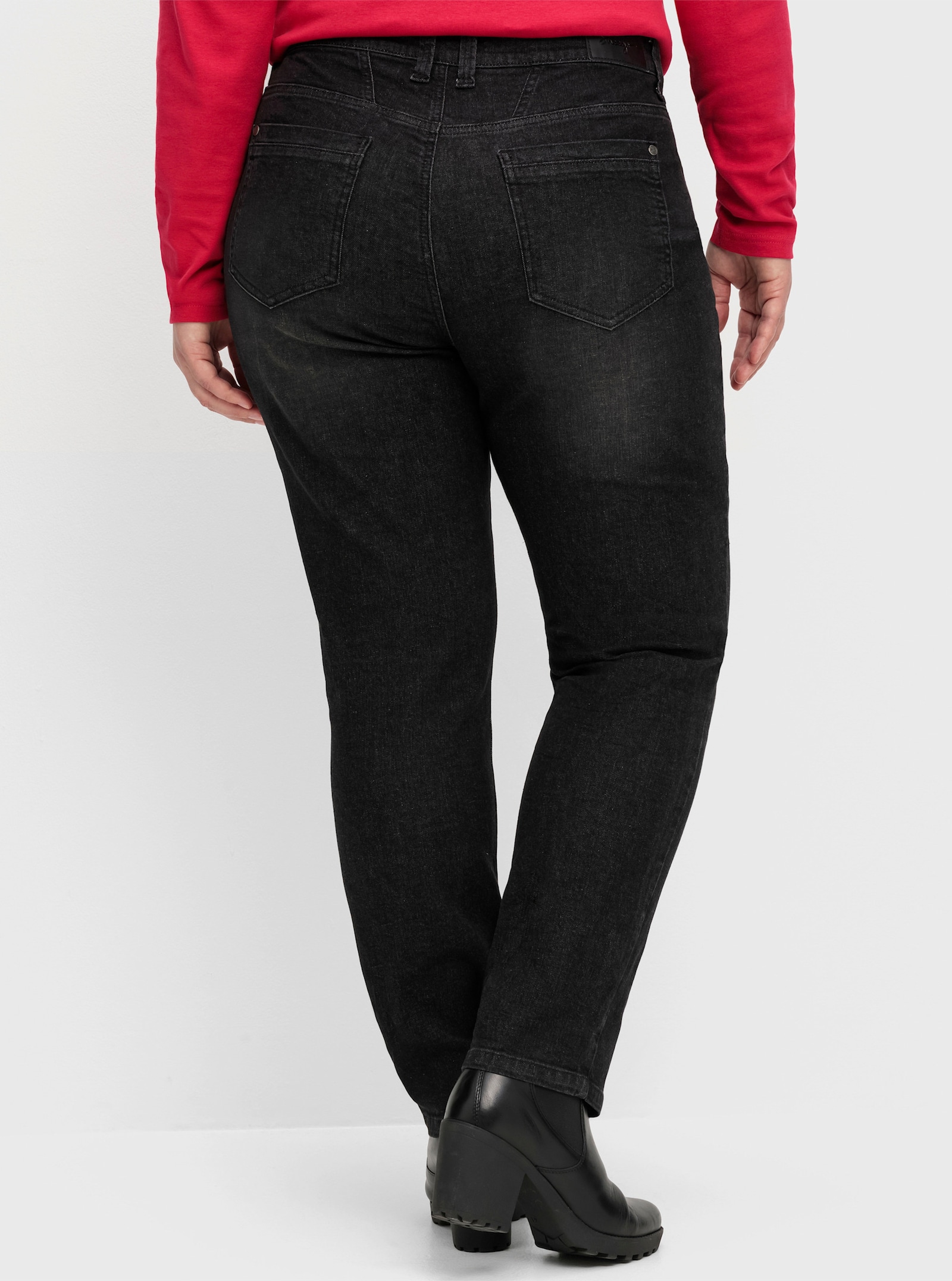 sheego Jeans smal, met extra wijde bovenbenen - black denim