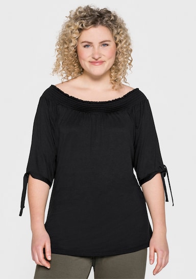 sheego Carmenshirt - schwarz