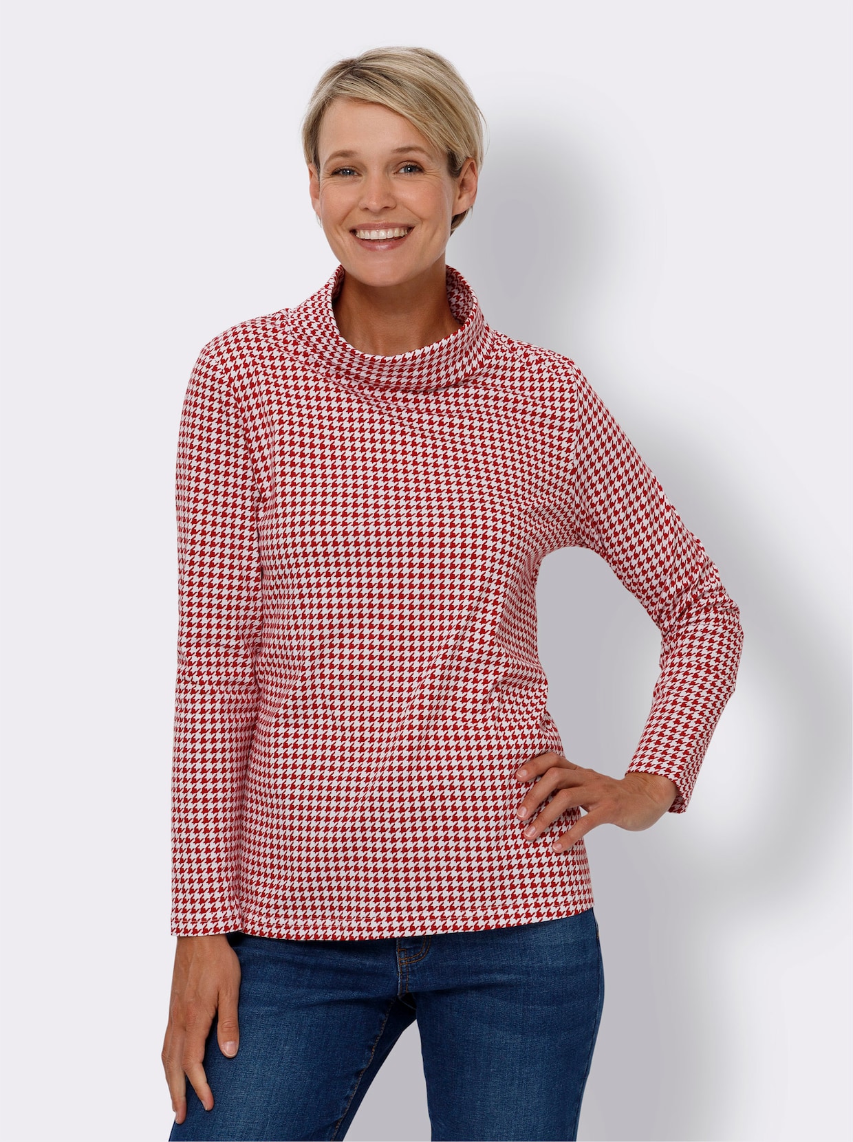 Colshirt - wit/rood geprint