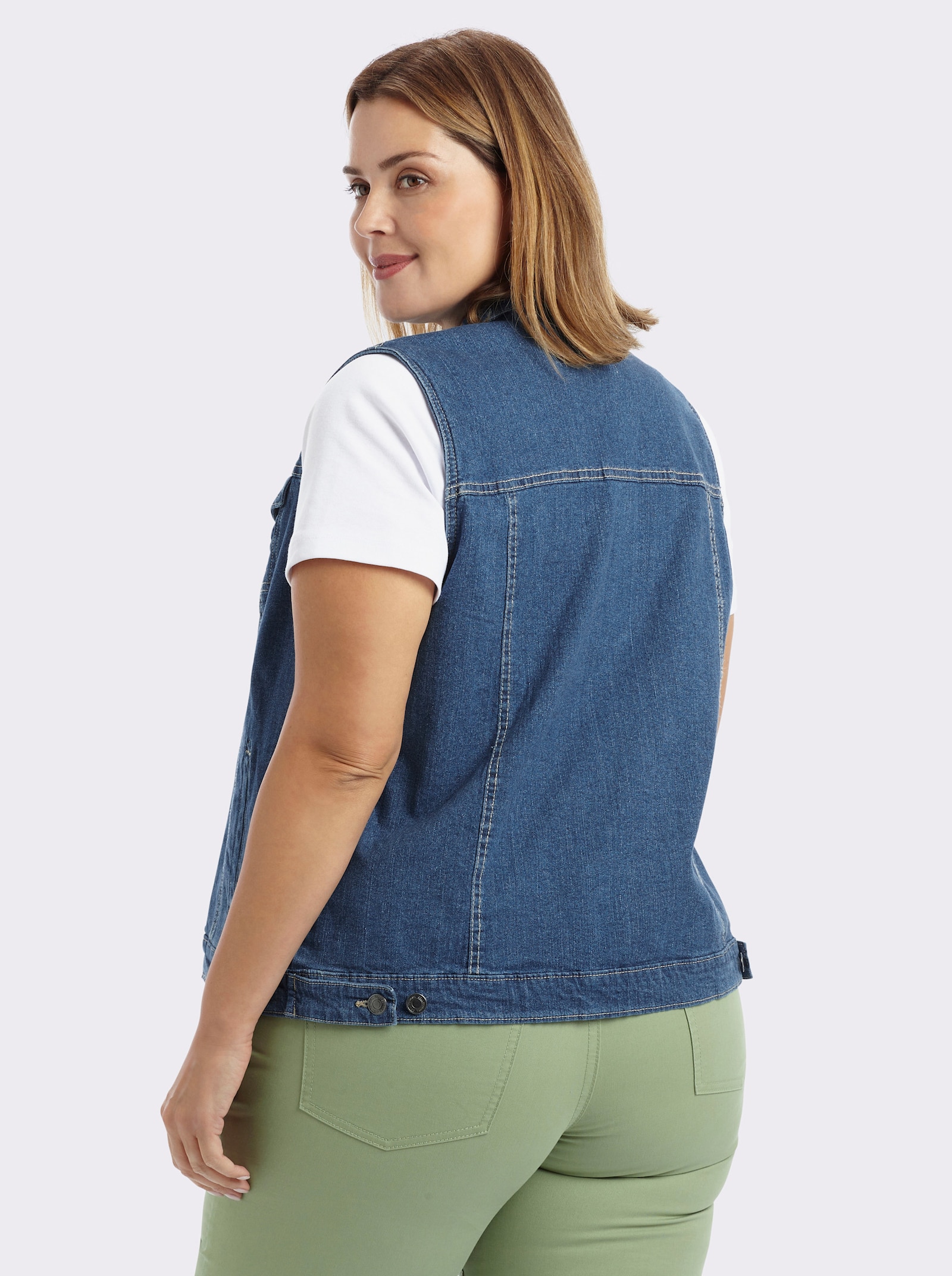Jeansweste mit weitenverstellbarem Saum - blue-stone-washed