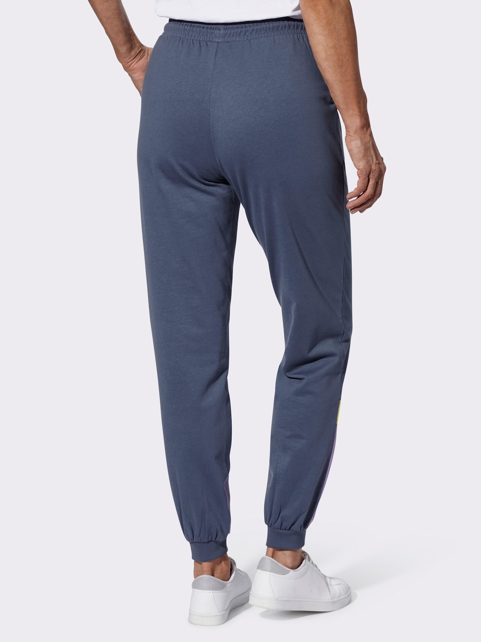 Vrijetijdsbroek met contraststreep - rookblauw