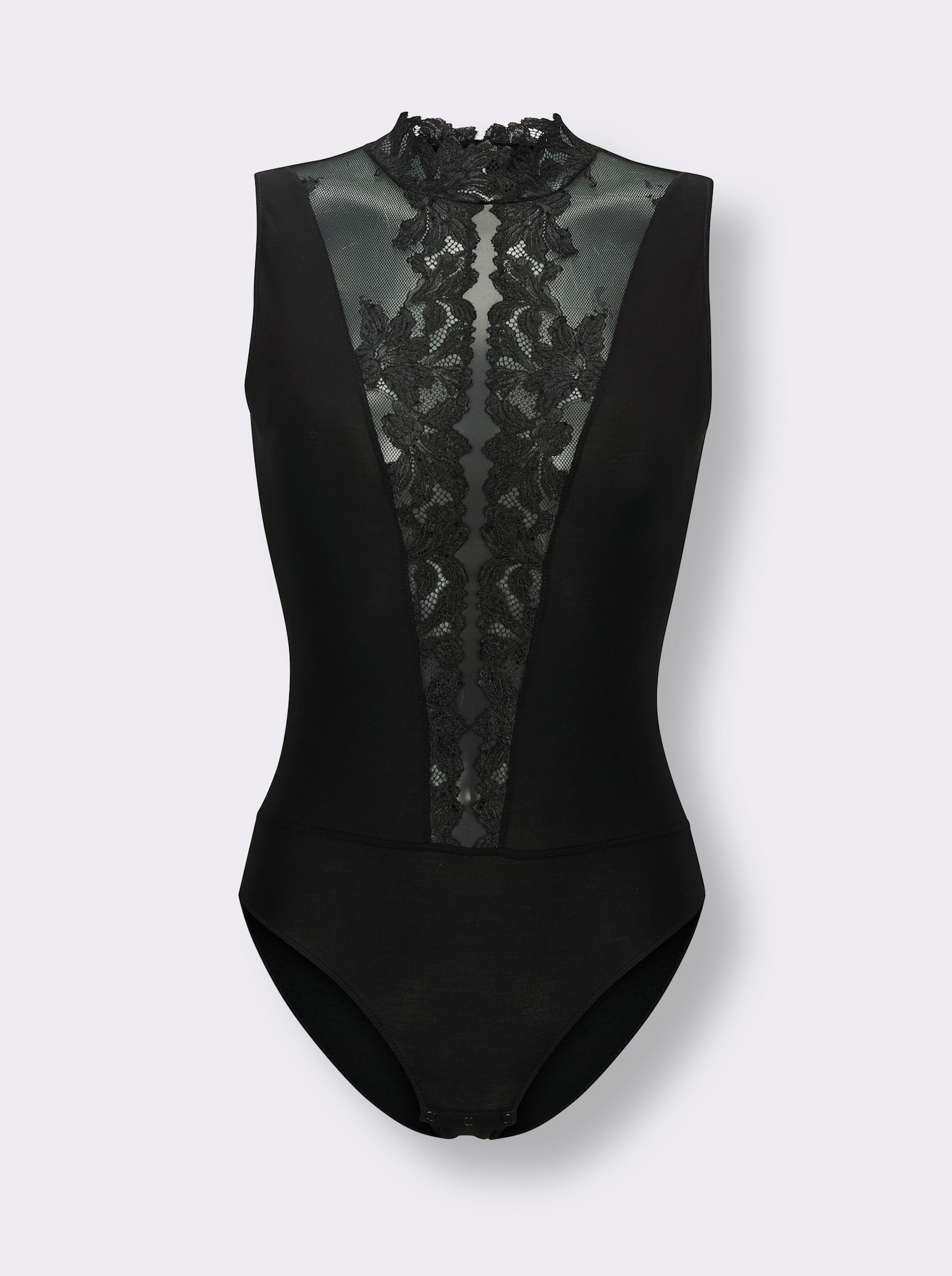 Body mit Spitze - schwarz