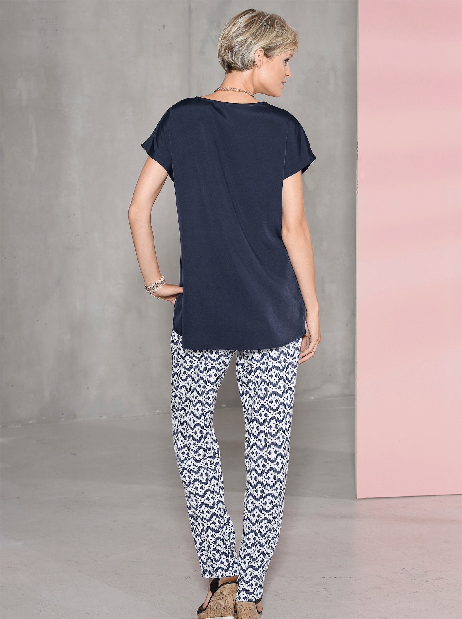 Tuniek met oversized schouders - marine