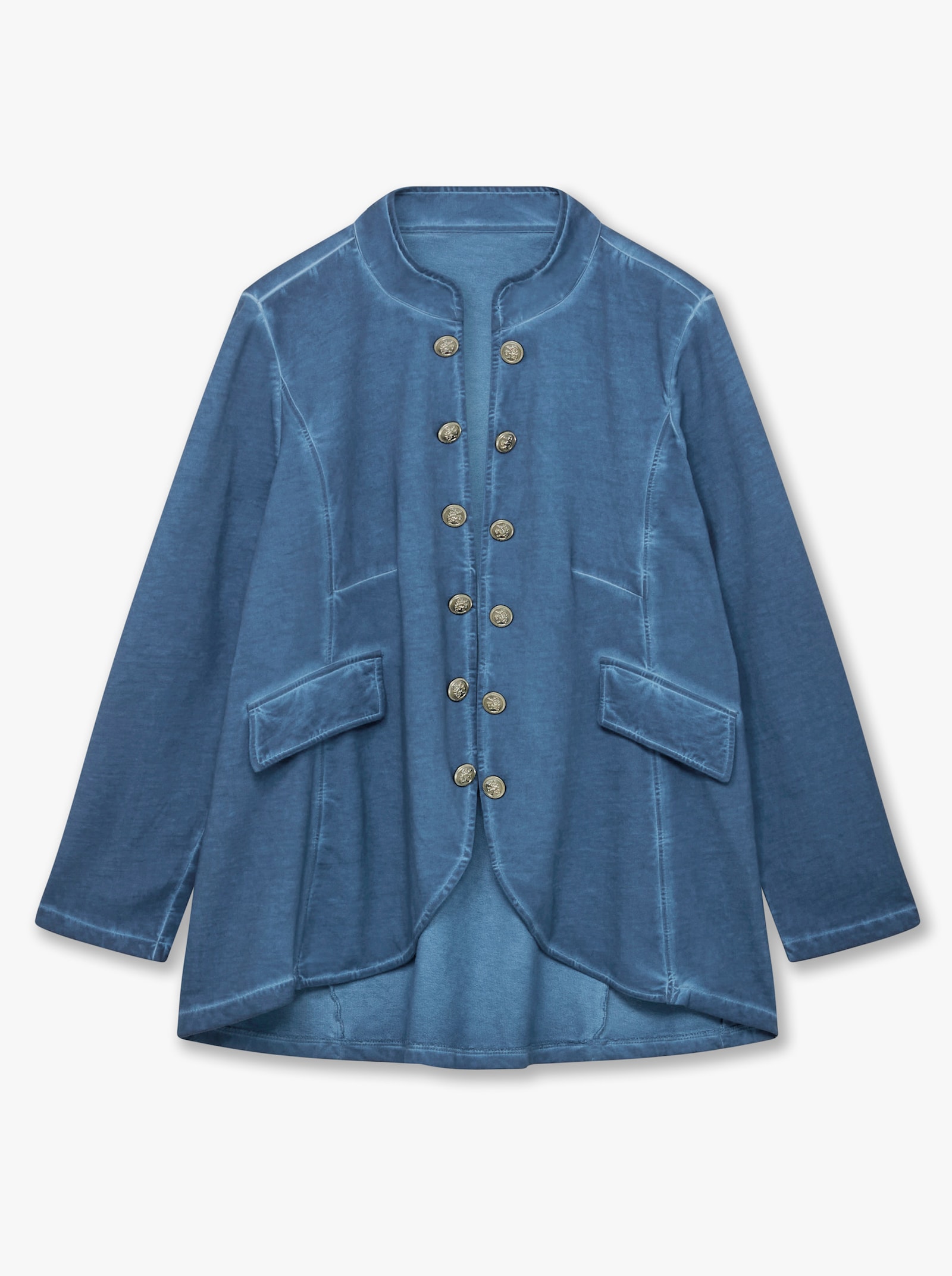 Sweatjacke in Oil-dyed-Optik - jeansblau