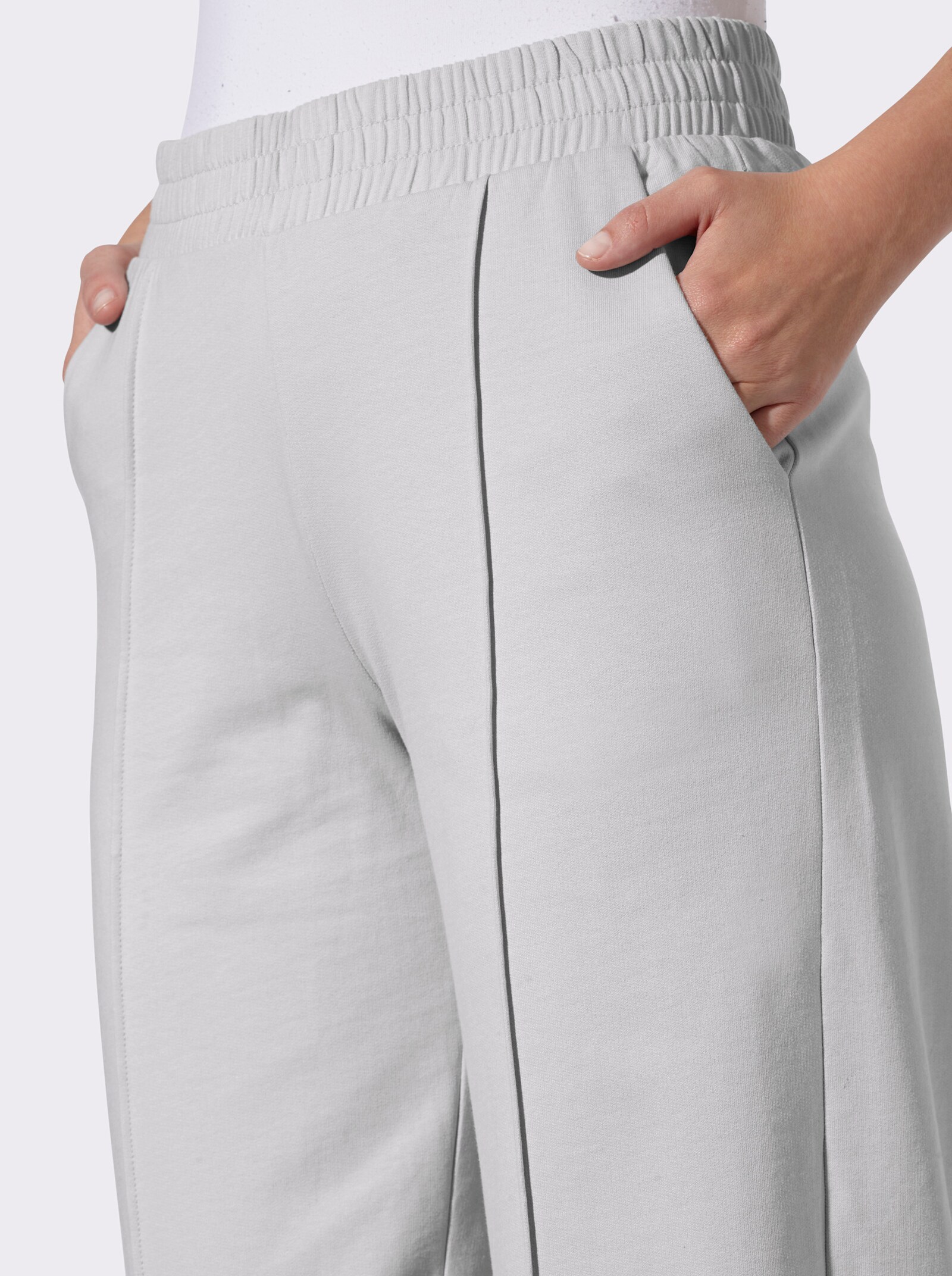 Jerseyhose in weiter Form - hellgrau