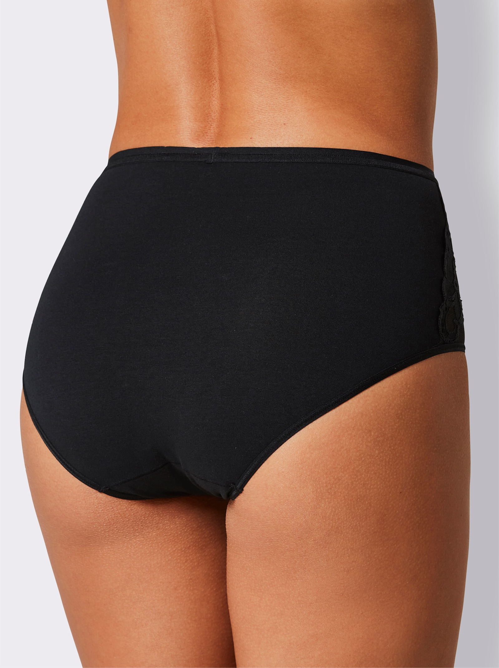 Hüftslip mit transparentem Spitzeneinsatz - schwarz