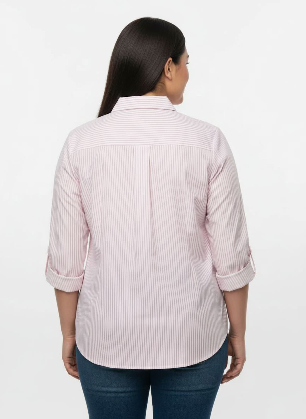 Gestreifte Bluse mit längenregulierbaren Ärmeln - rosé-ecru-gestreift