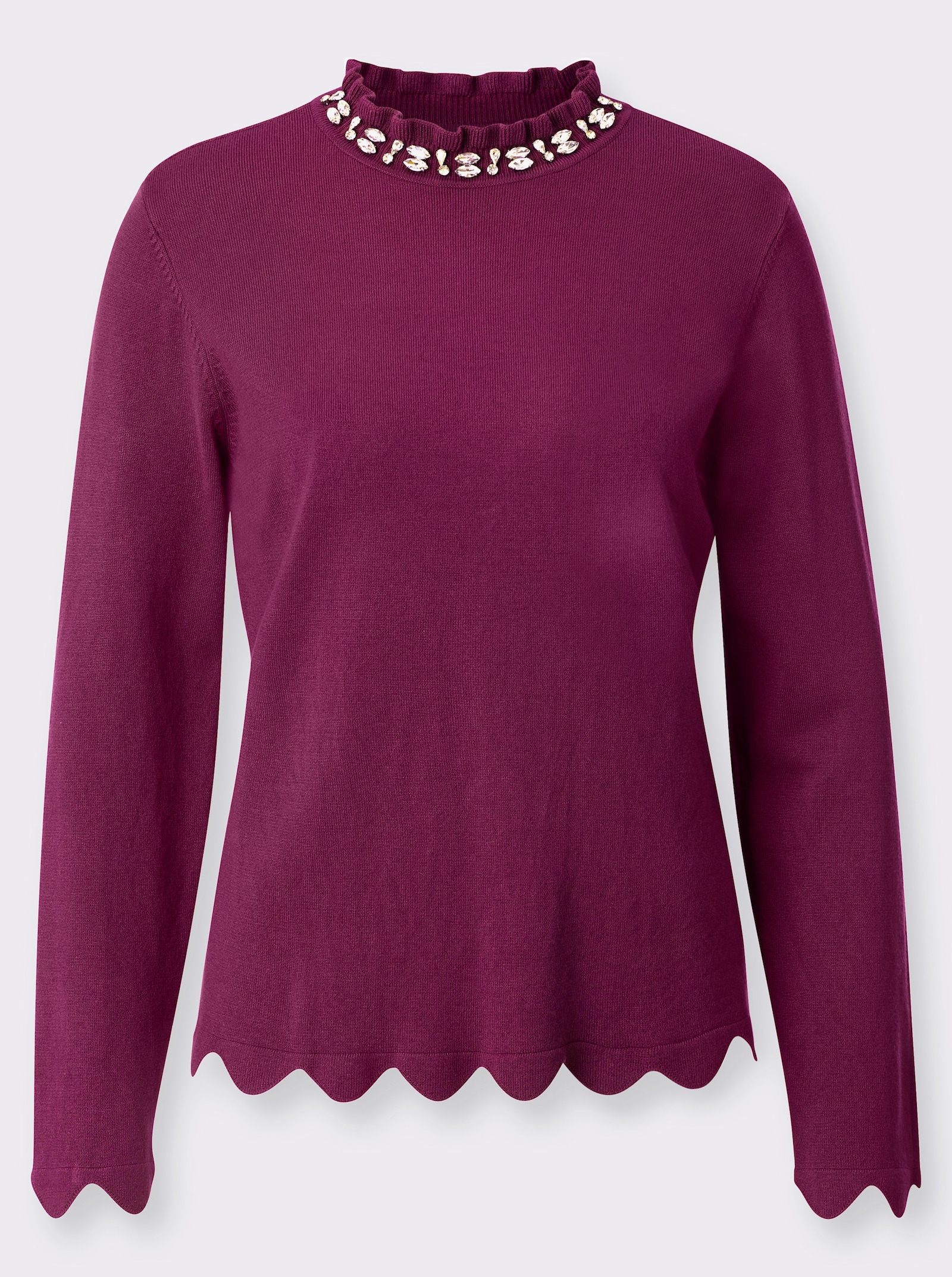 Langarm-Pullover mit Glitzersteinchen - malve