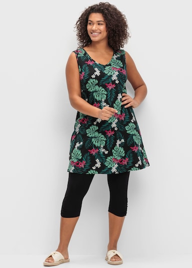 sheego Top + Leggings - schwarz-gemustert
