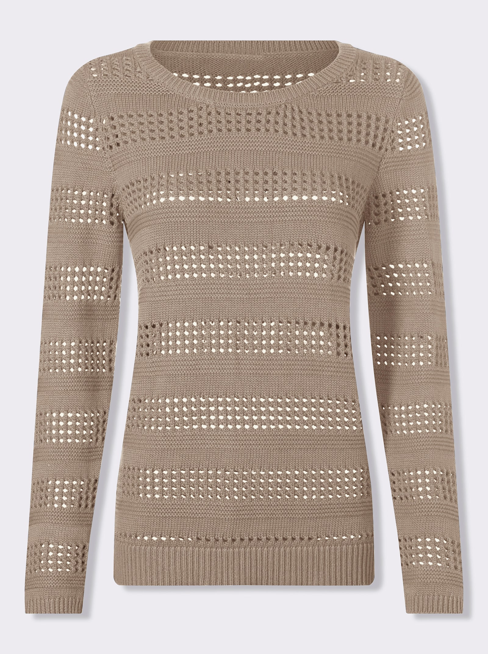 heine Ajourpullover mit Rippenbündchen - sesam