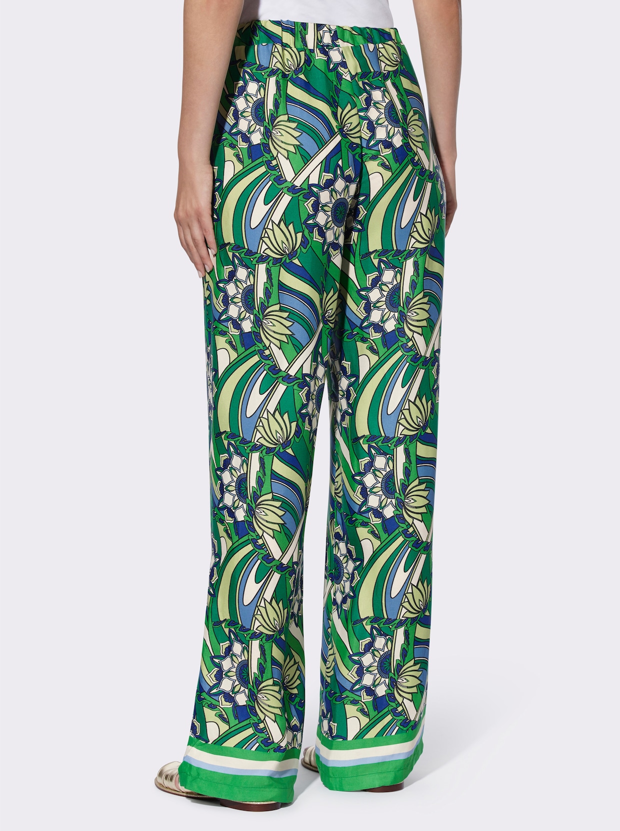 heine Pantalon imprimé - vert herbe-couleur ivoire imprimé
