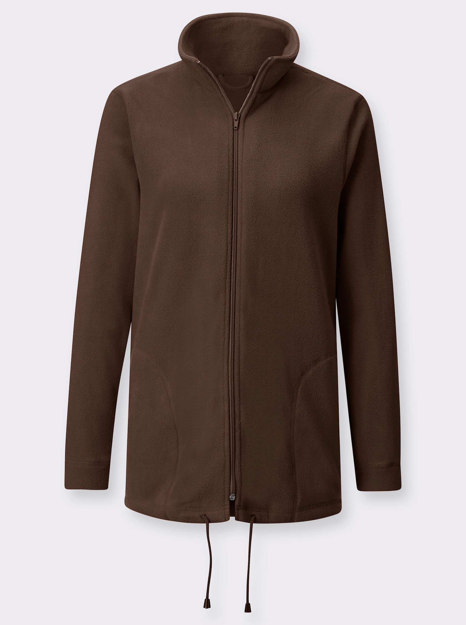 Fleecejacke Kordeldurchzug am Saum - mokka