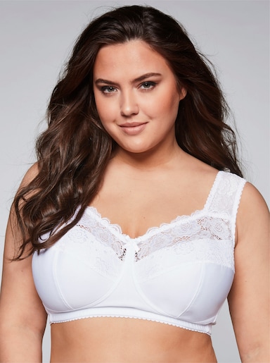 sheego Bügelloser BH mit Spitze, wattierte Cups - weiß