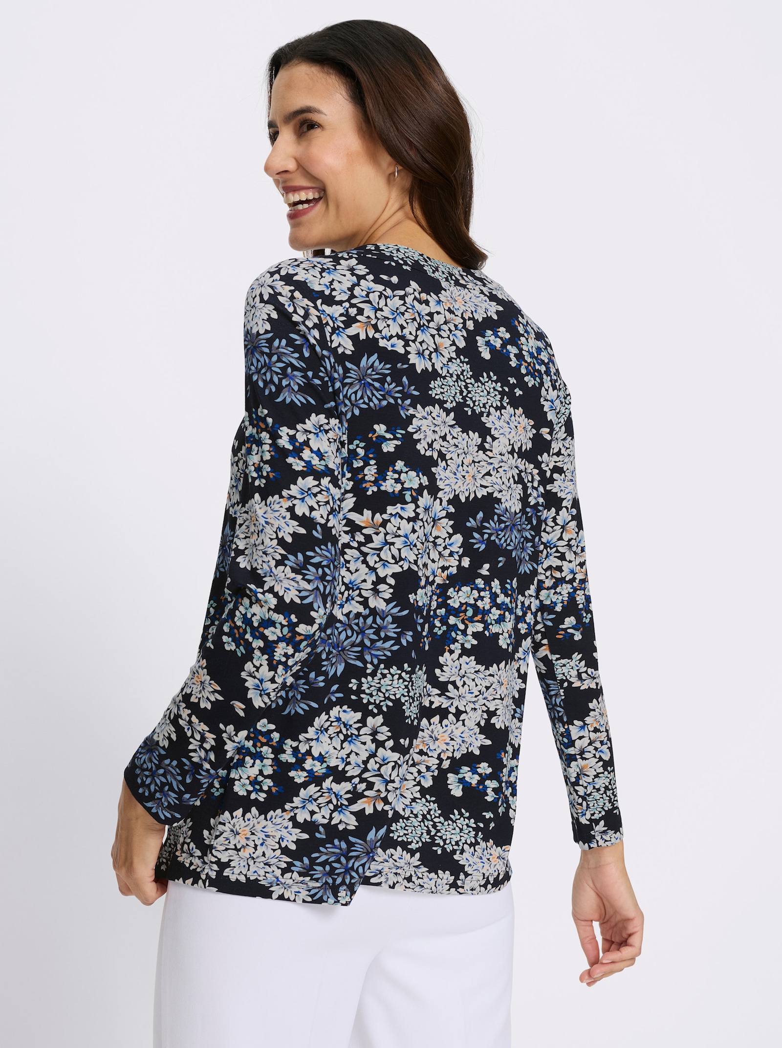 Tunikashirt - marine-taubenblau-bedruckt