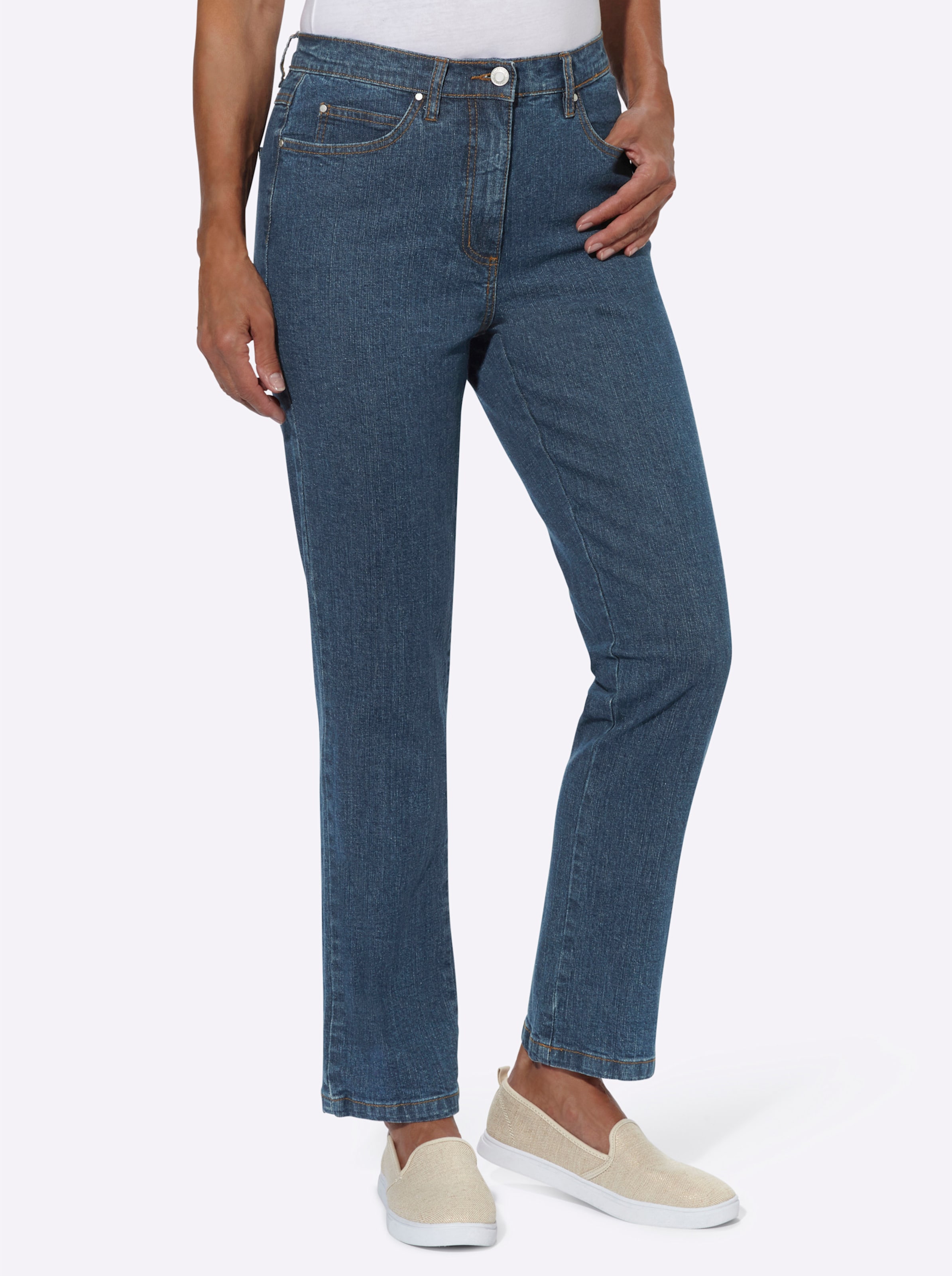 Witt Damen 5-Pocket-Jeans, blue-stone-washed