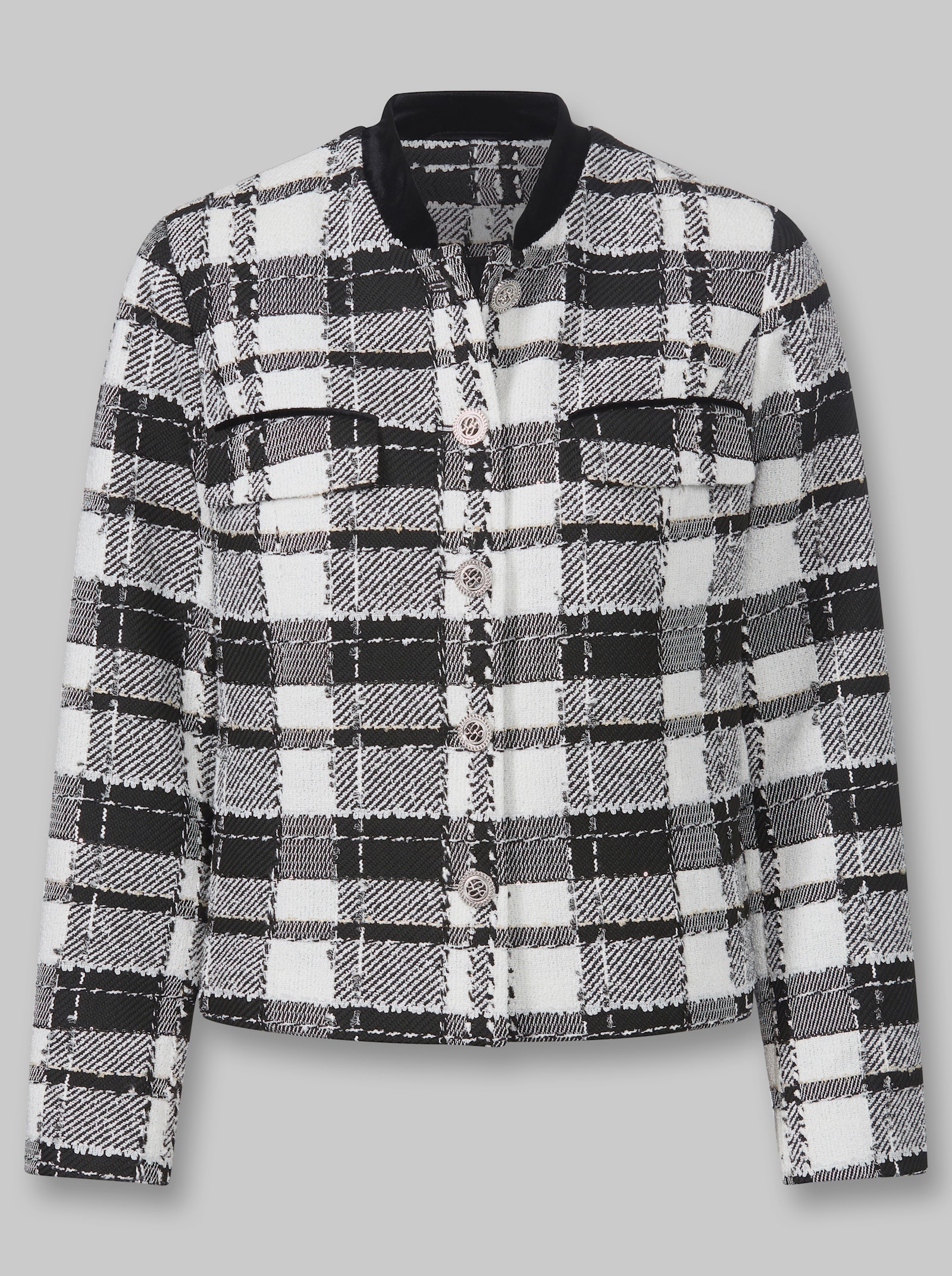 heine Blazer in Bouclé-Struktur - schwarz-weiß-kariert