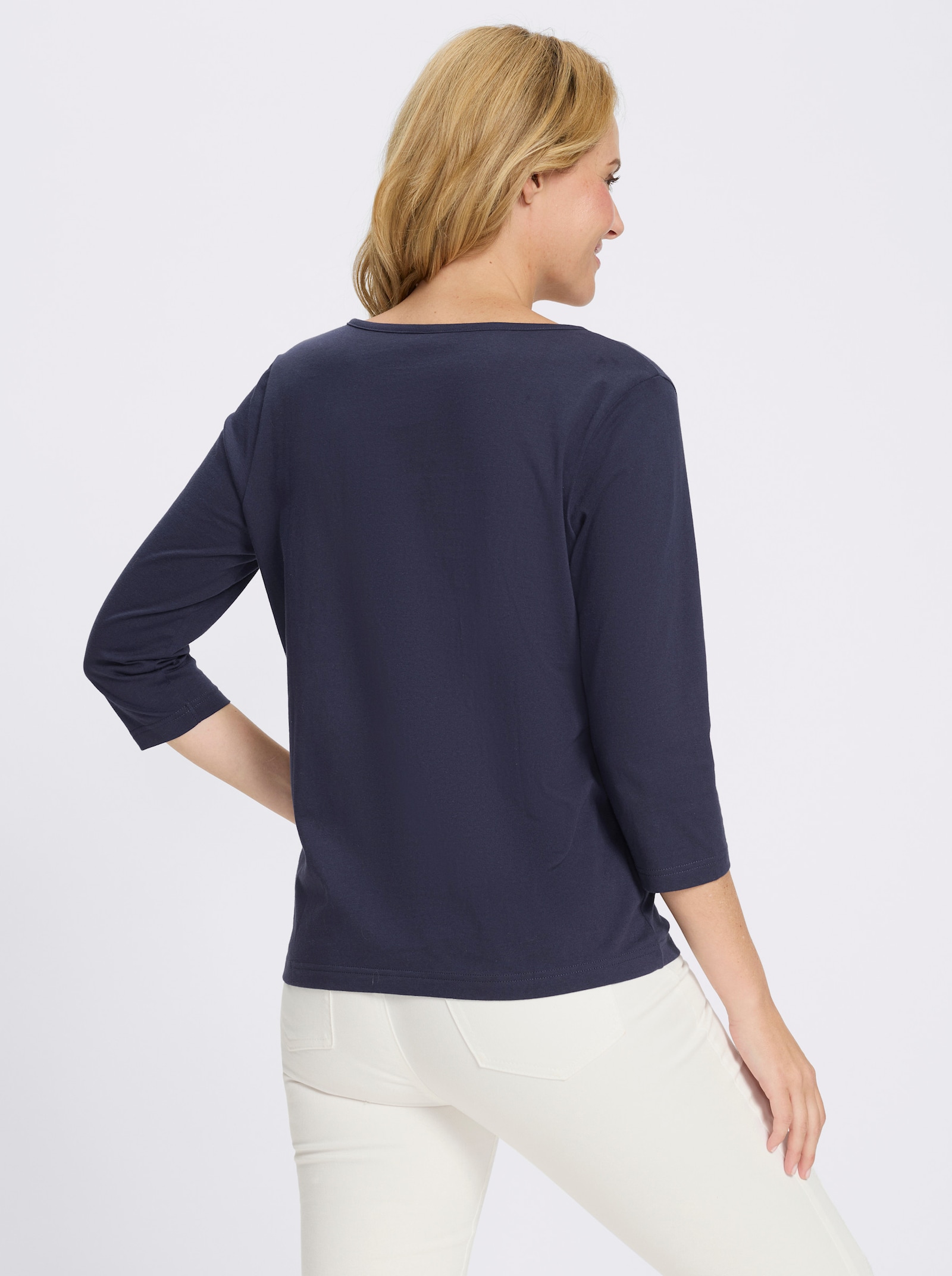 3/4-Arm-Shirt mit V-Ausschnitt - marine