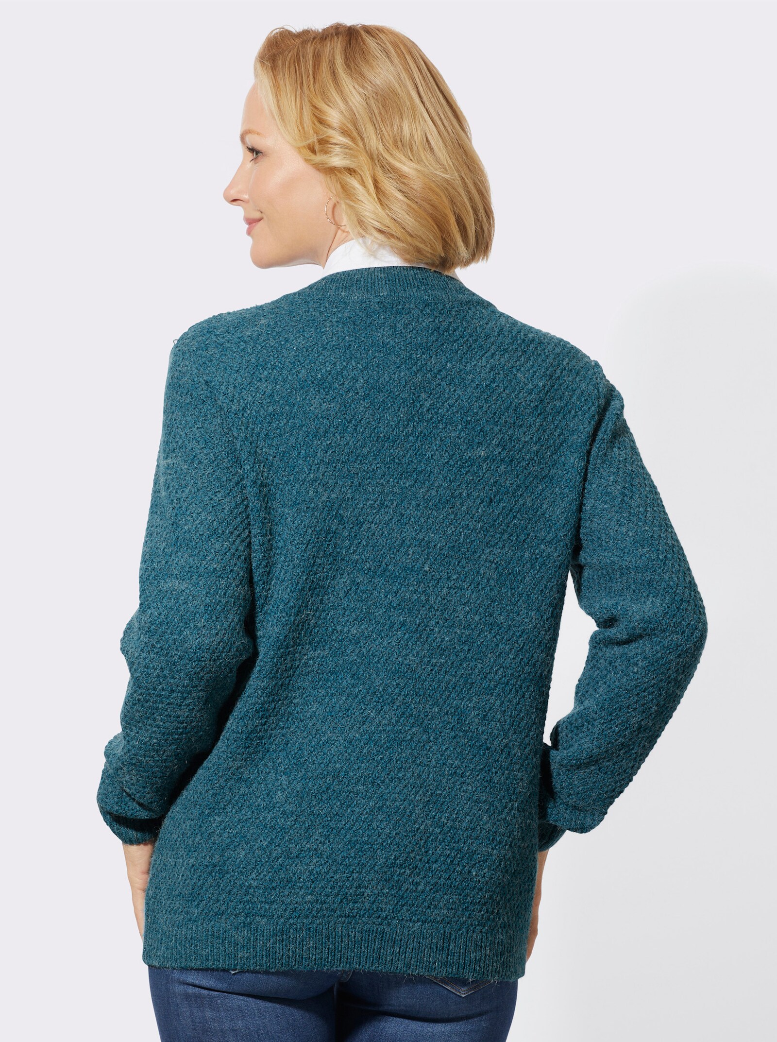 Vest met ruitpatroon - aquapetrol gemêleerd