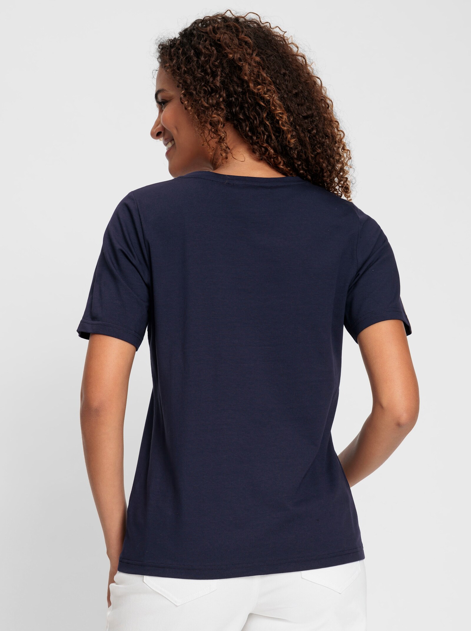 Tričko s krátkým rukávem s kulatým výstřihem - námořnická modrá