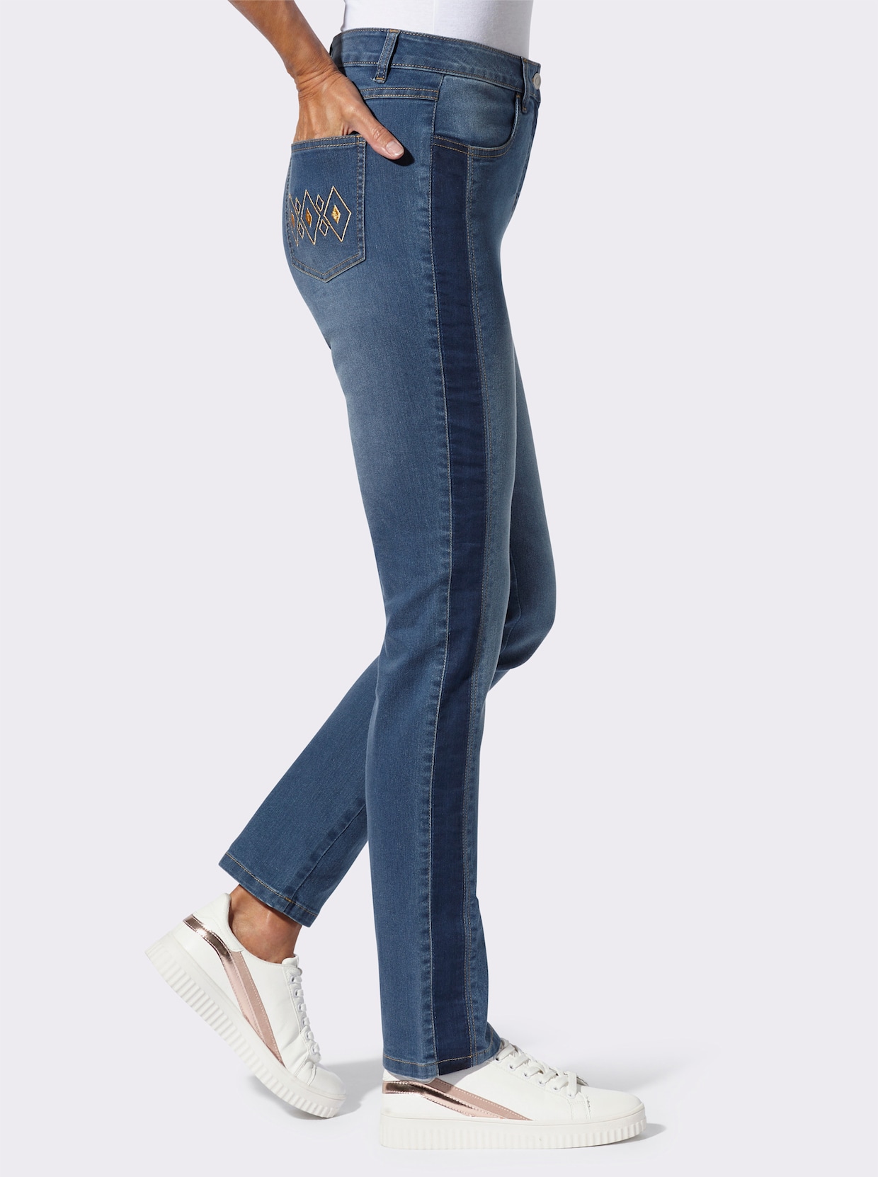 High-waist-Jeans - blue-bleached