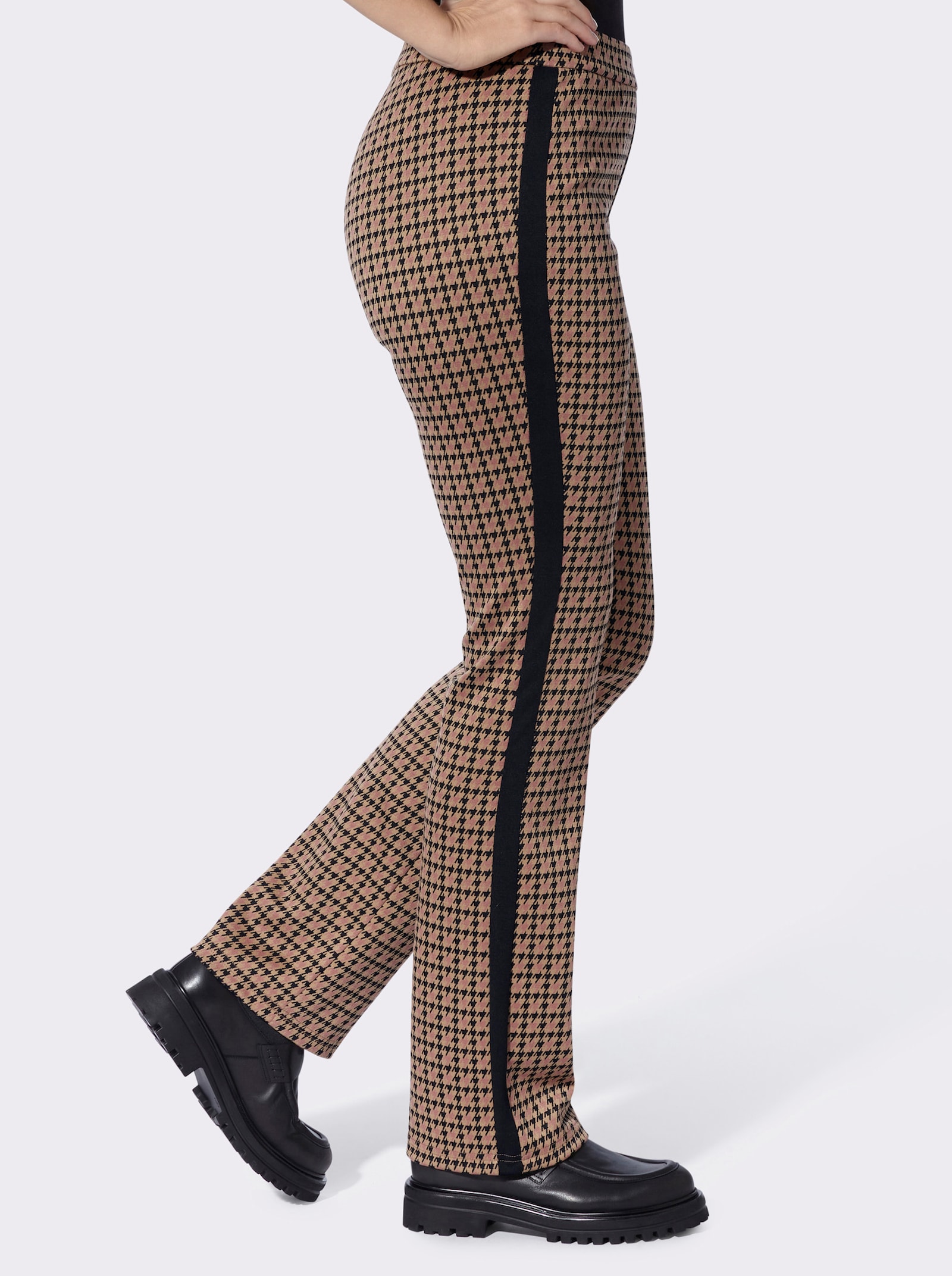 heine Schlupfhose mit Kontraststreifen - camel-schwarz-bedruckt
