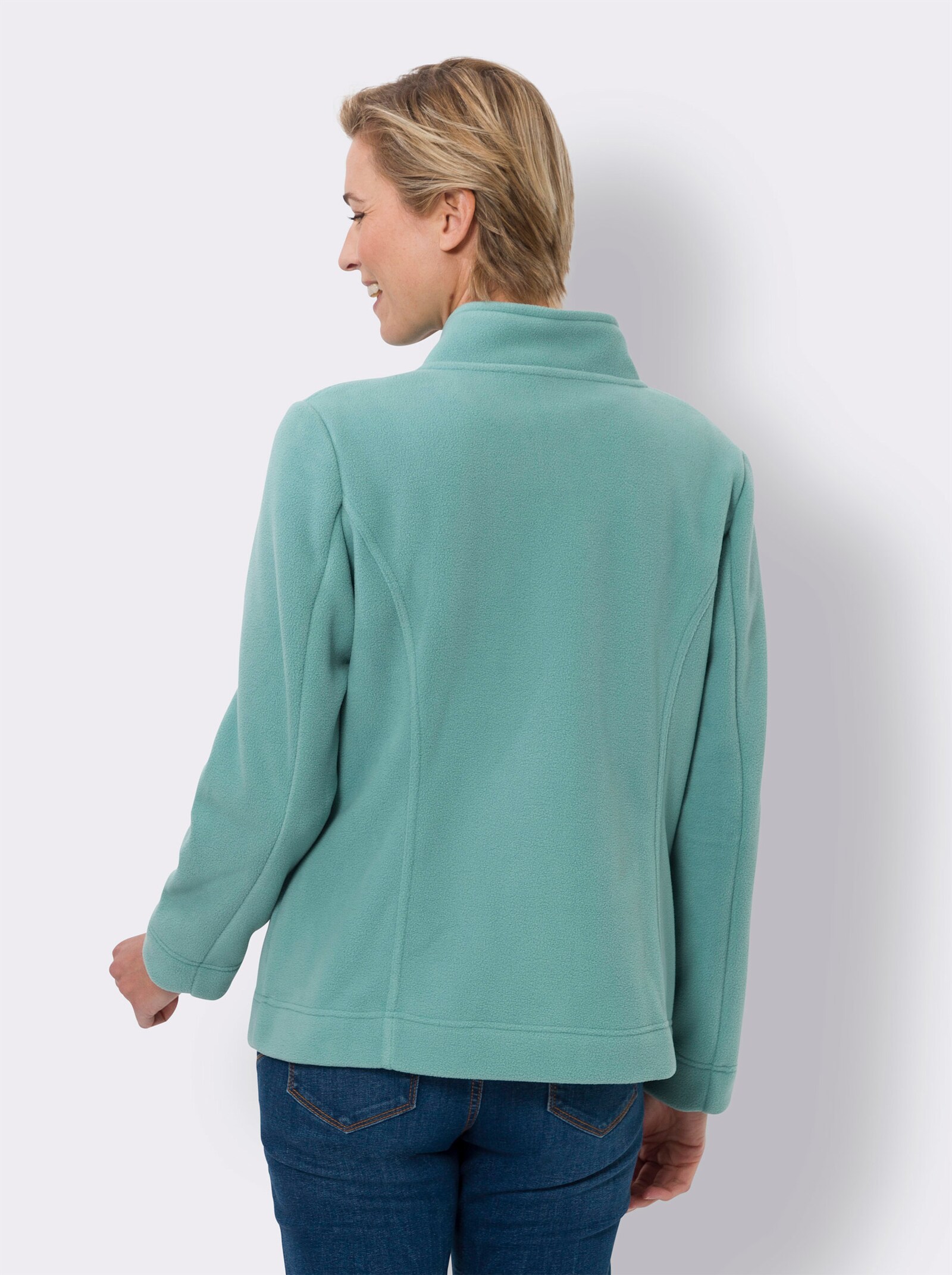 Jacka i fleecematerial - salvia