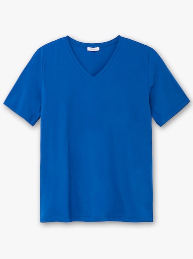sheego V-Shirt - kobaltblau