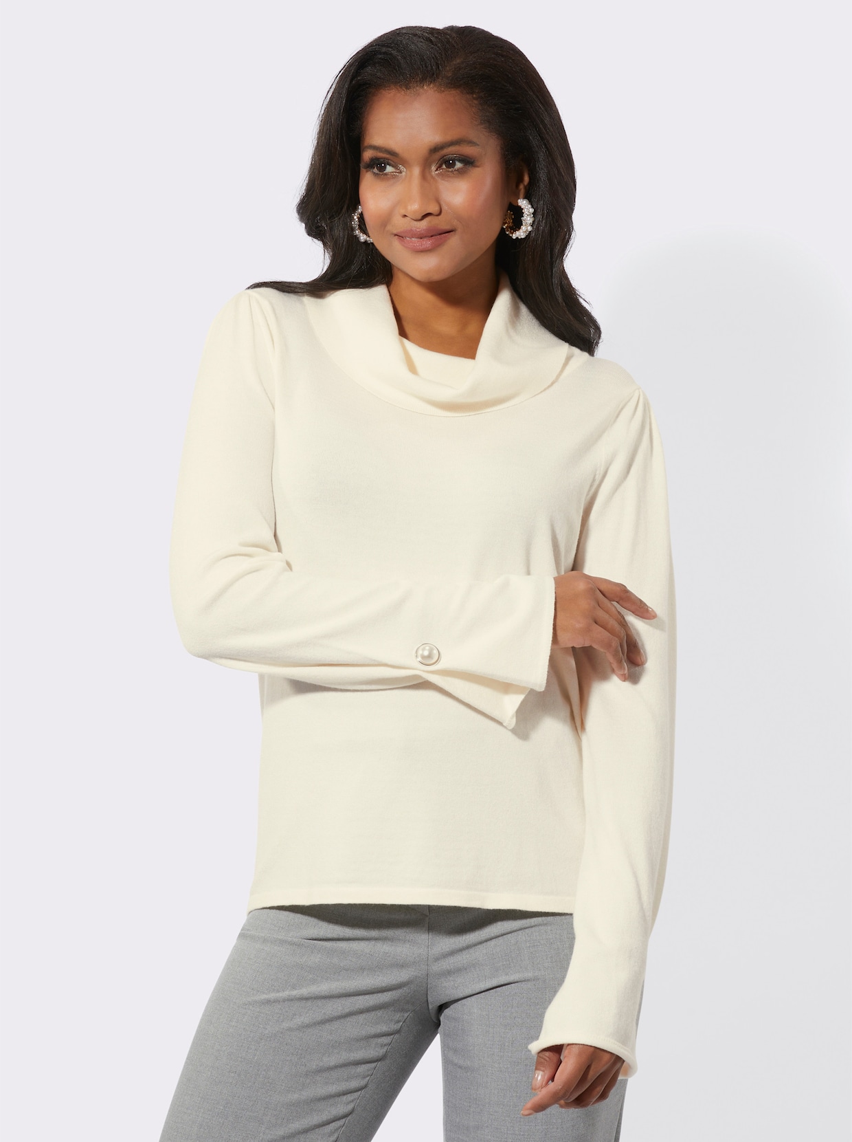 Langarm-Pullover - champagner