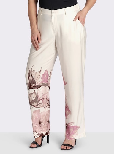 sheego Hose mit Blumenprint - champagner-puder-bedruckt