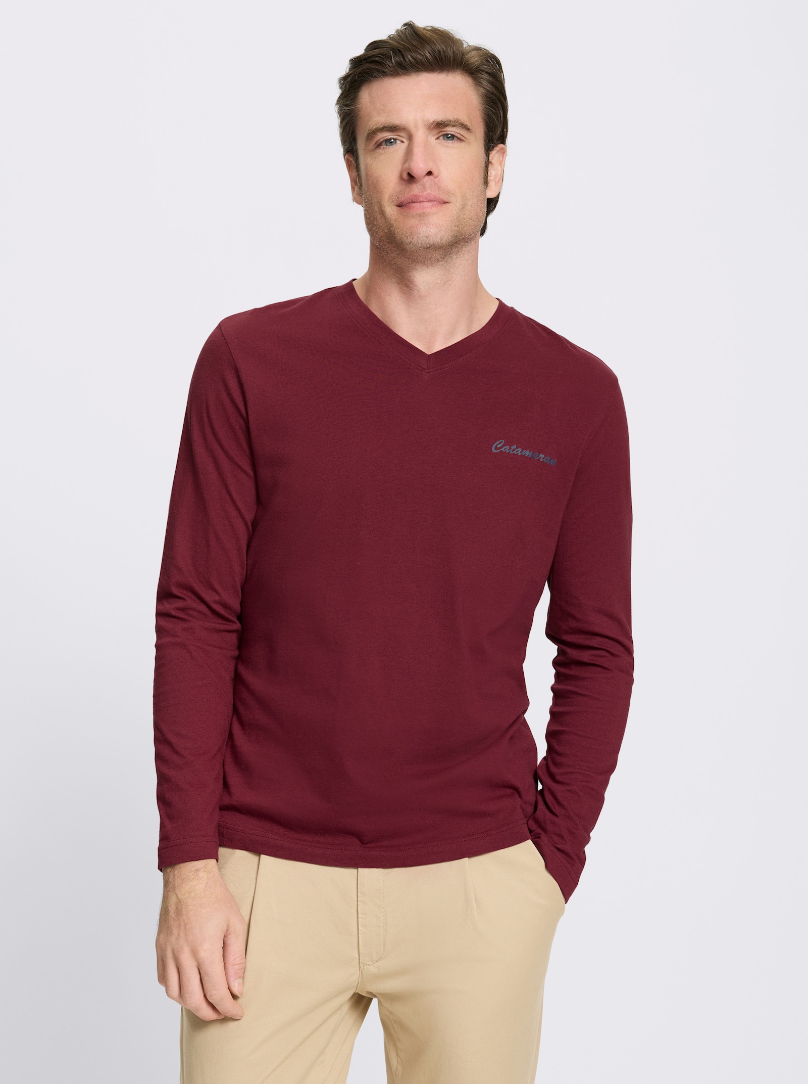Catamaran Langarmshirt - rauchblau + bordeaux