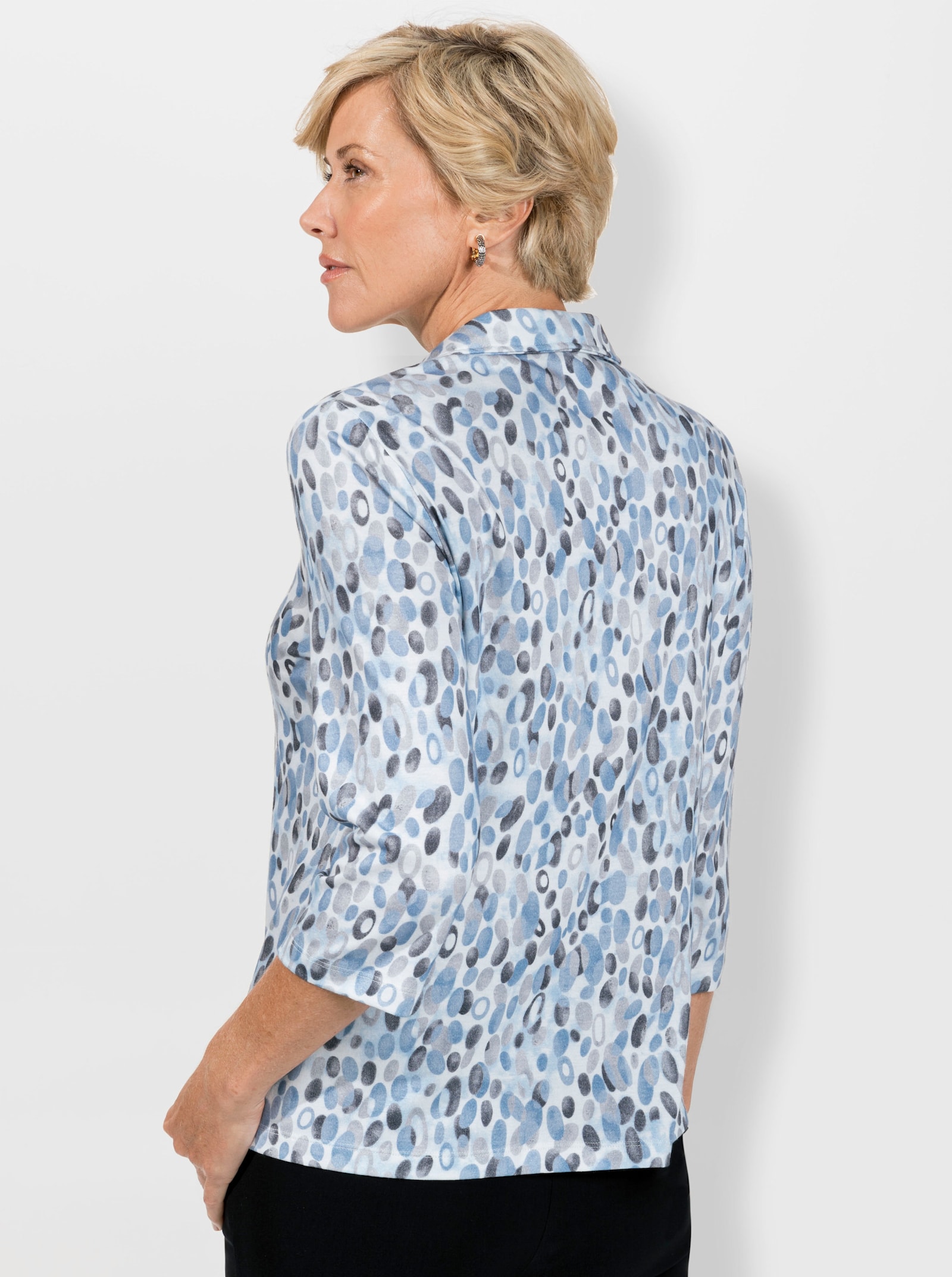 Poloshirt mit Bio-Baumwolle - eisblau-steingrau-bedruckt