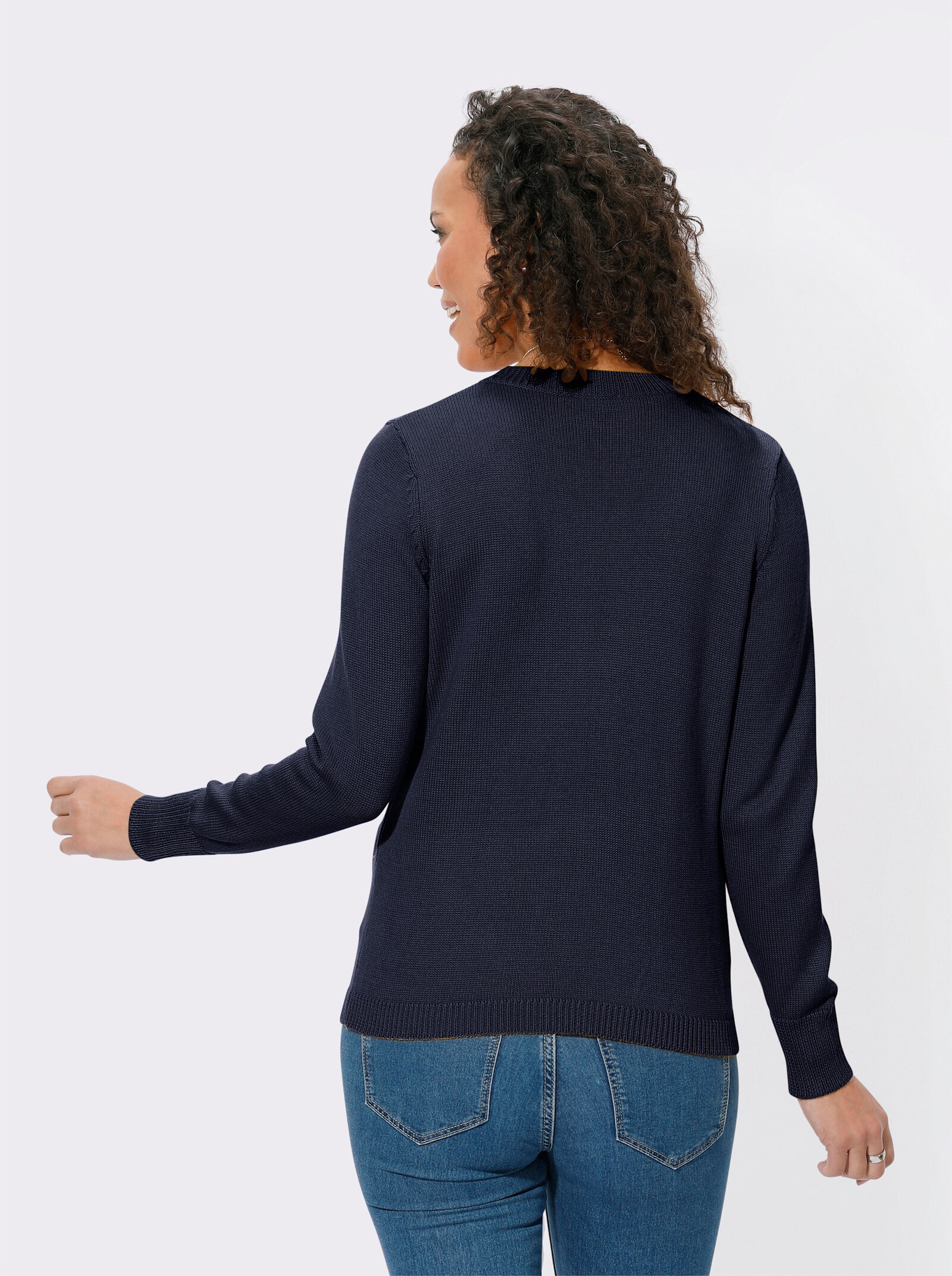 Pullover met ronde hals en opgestikte zakken - marine