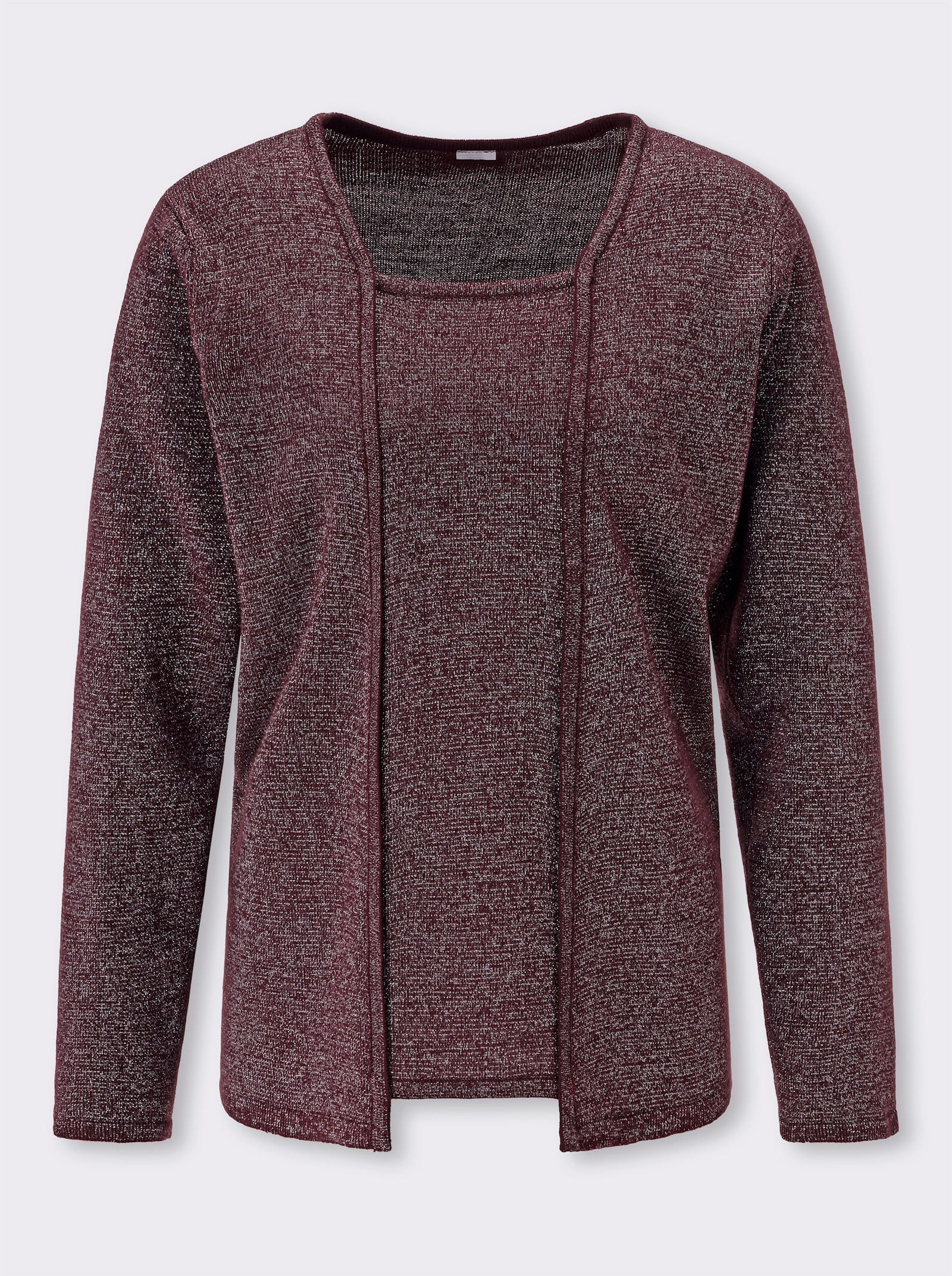 2-in-1-Pullover - burgund-silberfarben