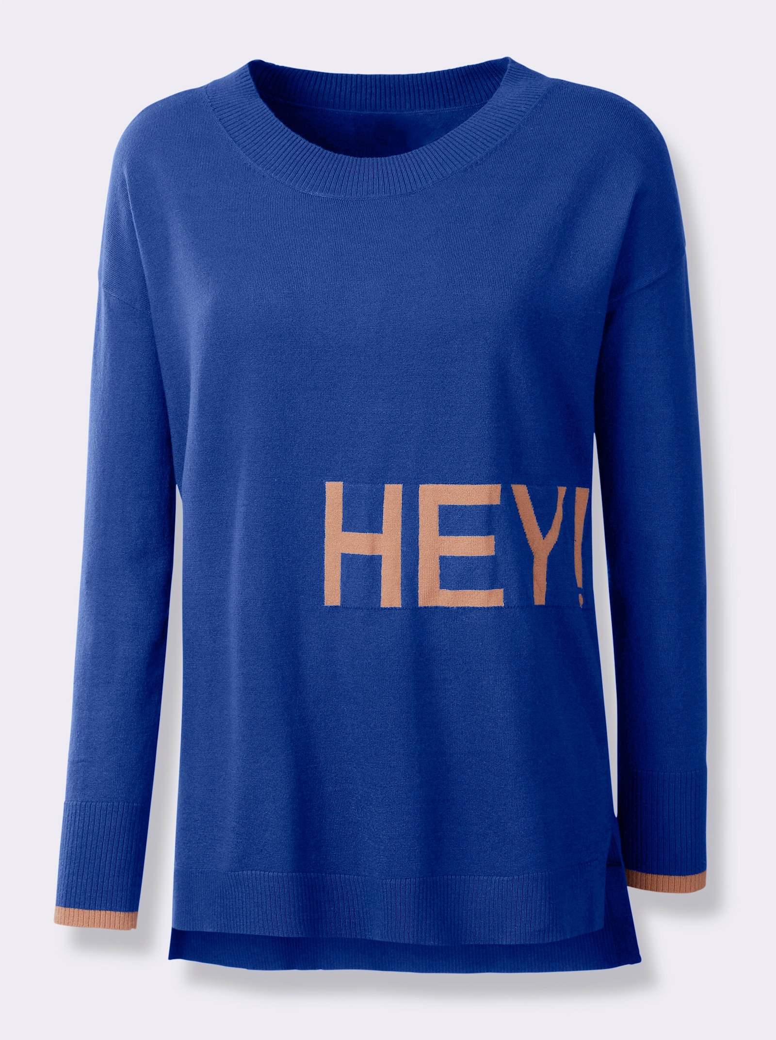 heine Feinstrickpullover mit Schriftzug - royalblau
